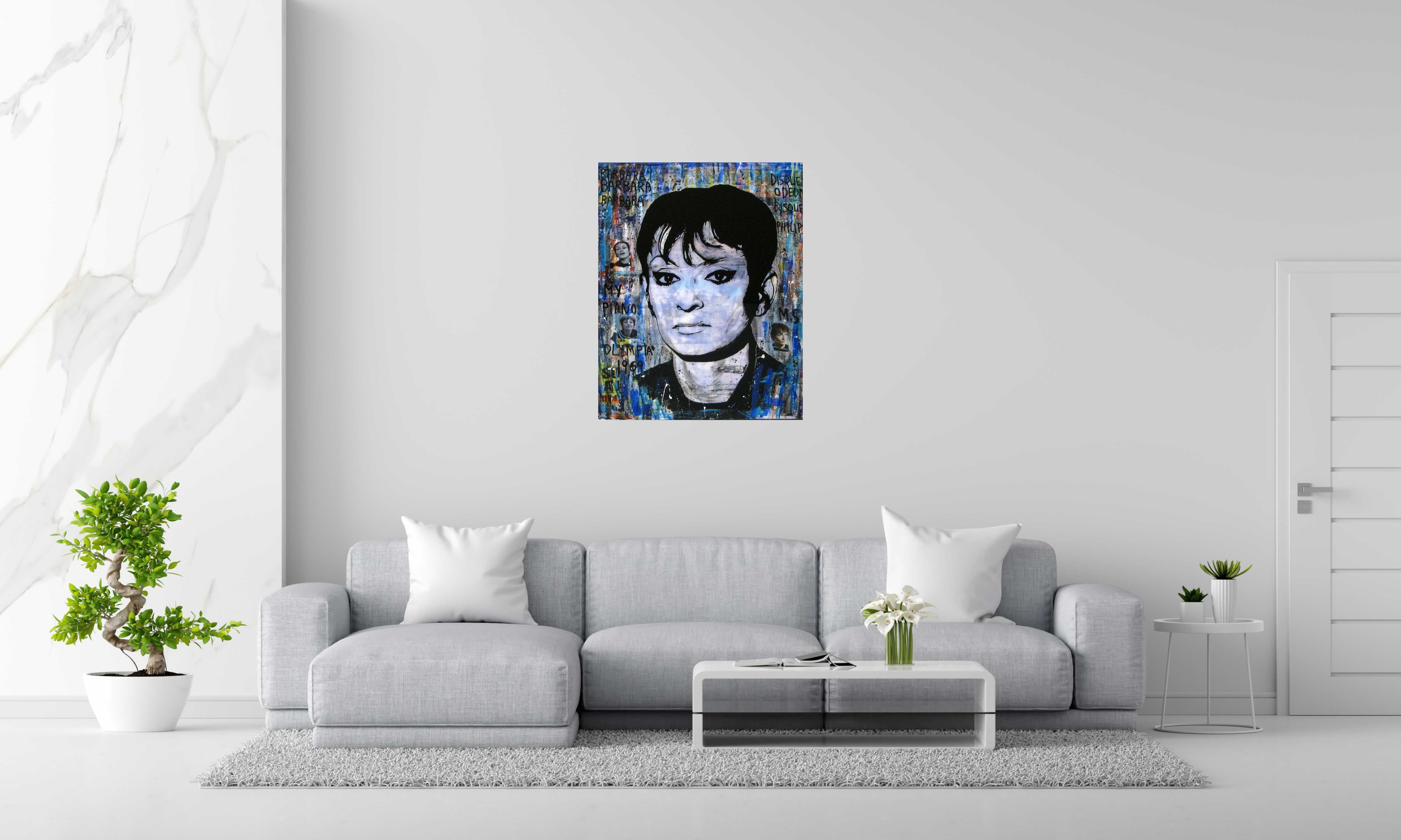Tableau de THIERRY RASINE a pour titre  BARBARA style street pop art, street art dim : THIERRY RASINEprix:800