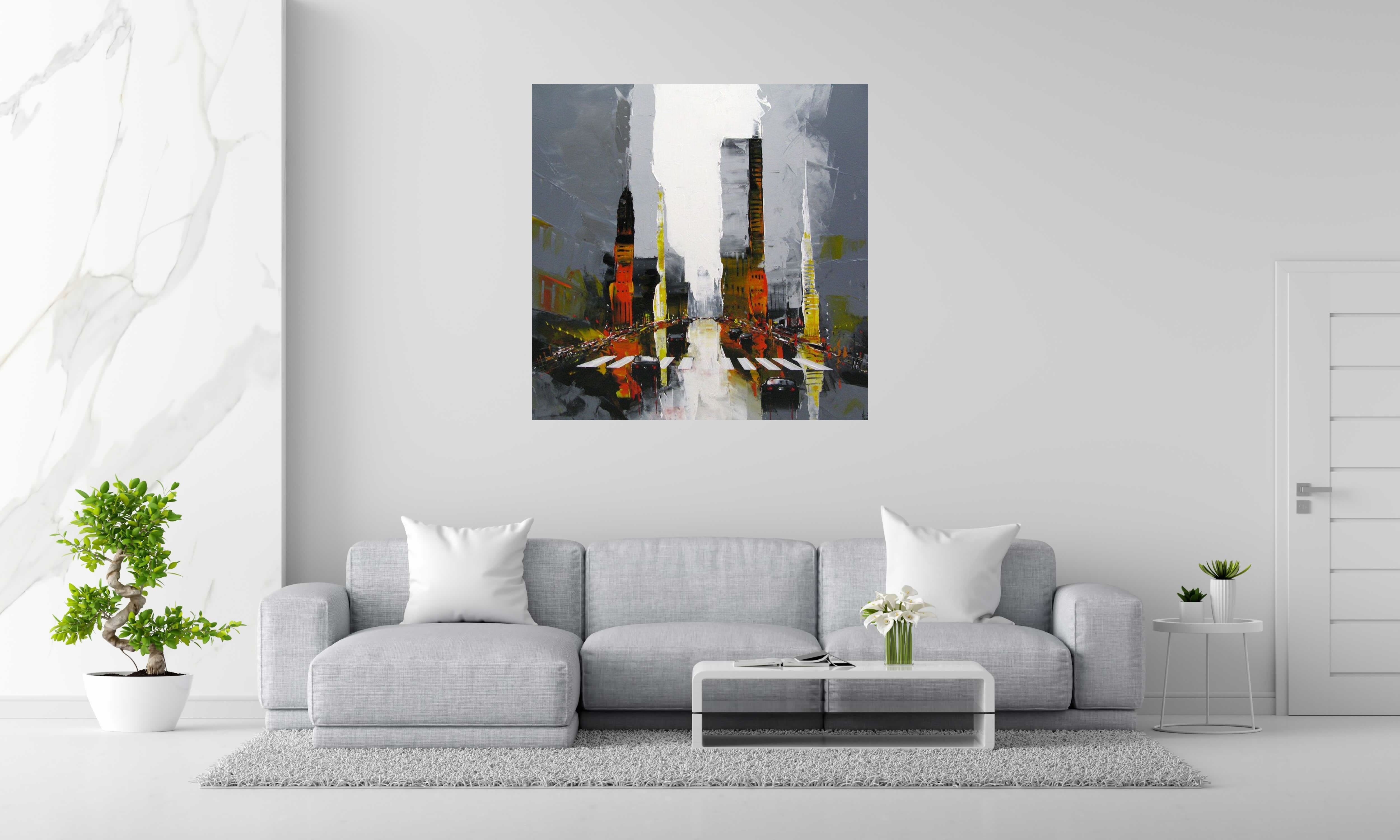 Tableau de F. BOUTET a pour titre  CITY B style figuratif dim : F. BOUTETprix:1200