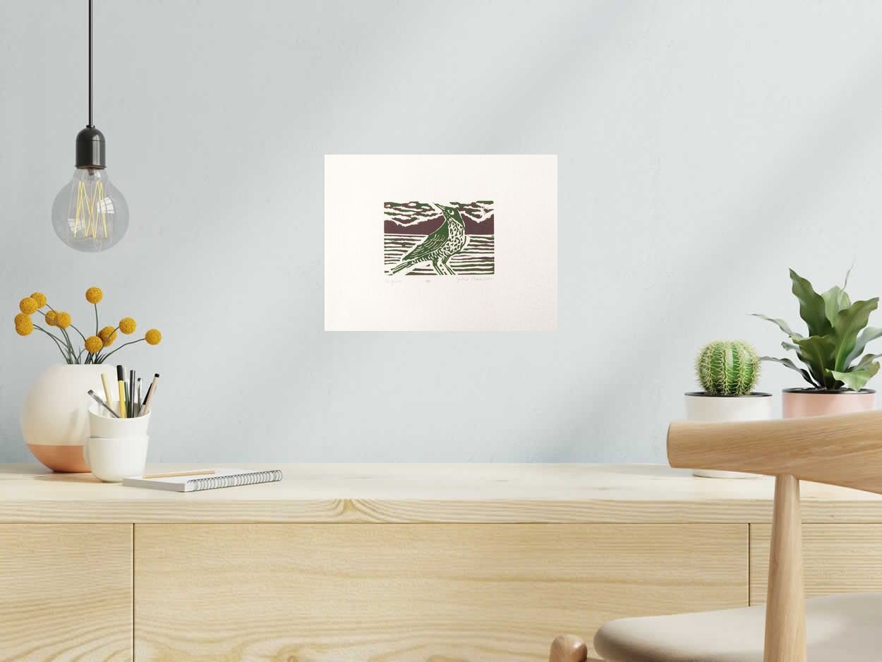 Editions d'art de JULIA CHAUSSON a pour titre  LA GRIVE style figuratif dim : JULIA CHAUSSONprix: