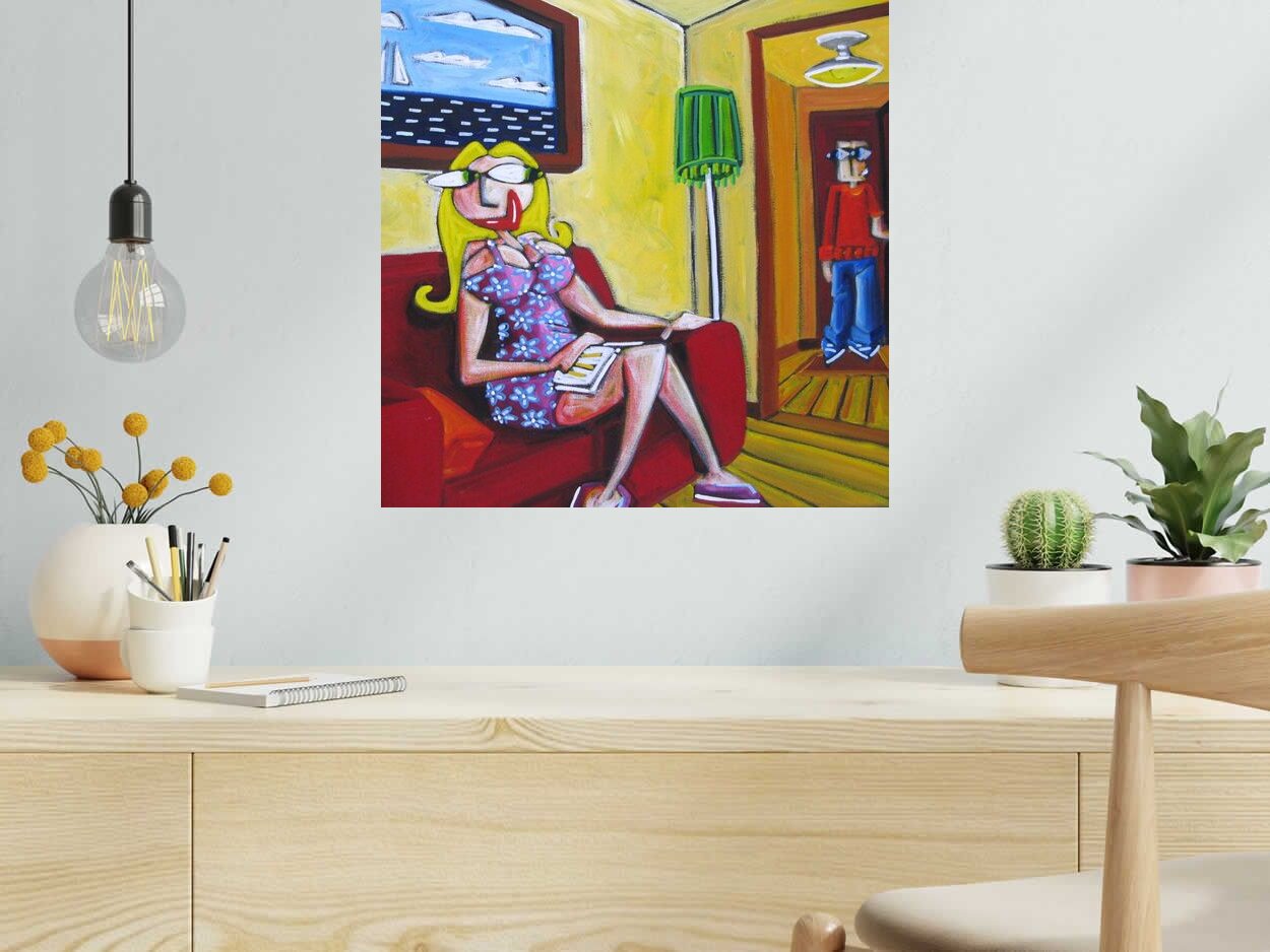 Tableau de B BOSS a pour titre  JULIE ATTEND SON JULES style no dim : B BOSSprix: