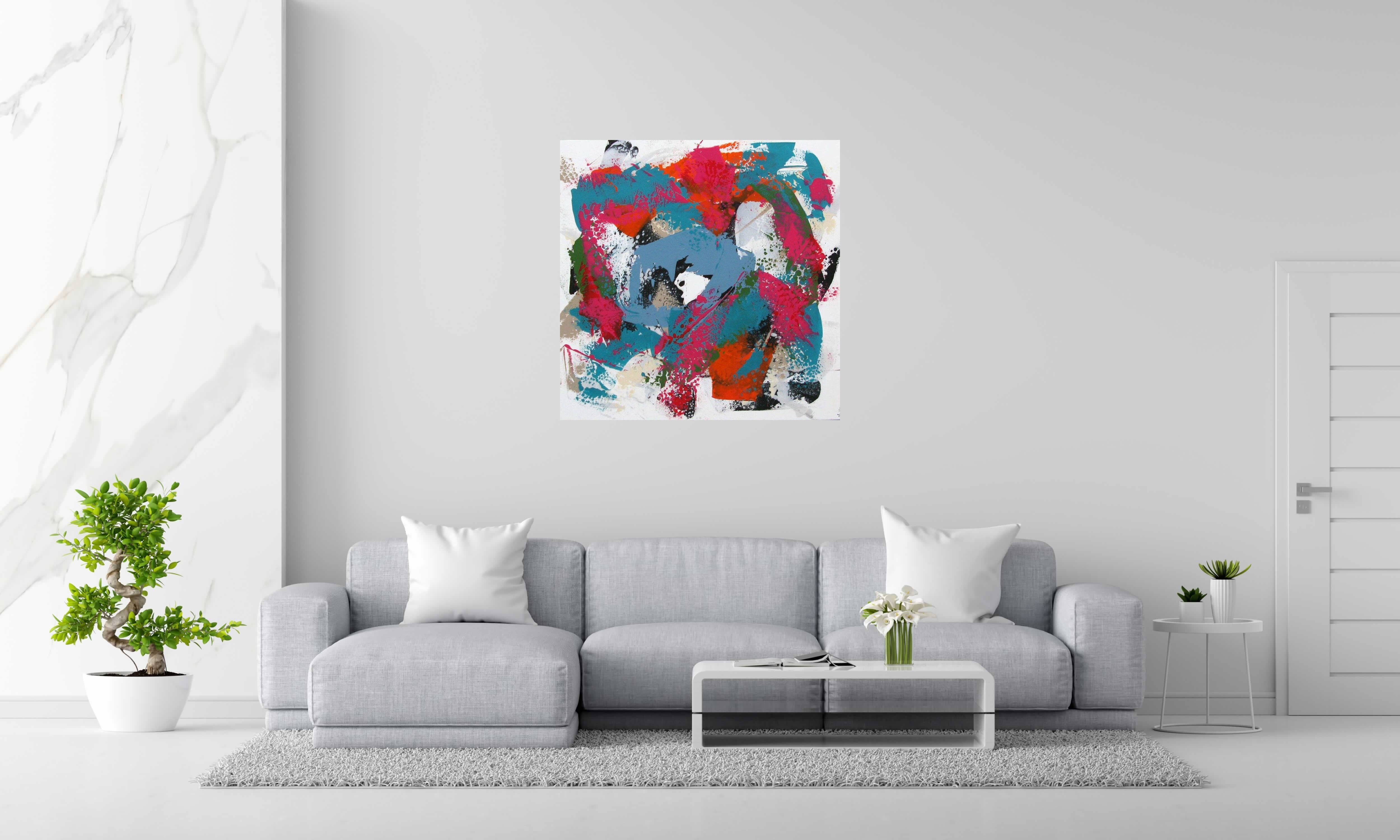 Tableau de CELINE WEBER a pour titre  CAMELLIAS style abstrait dim : CELINE WEBERprix: