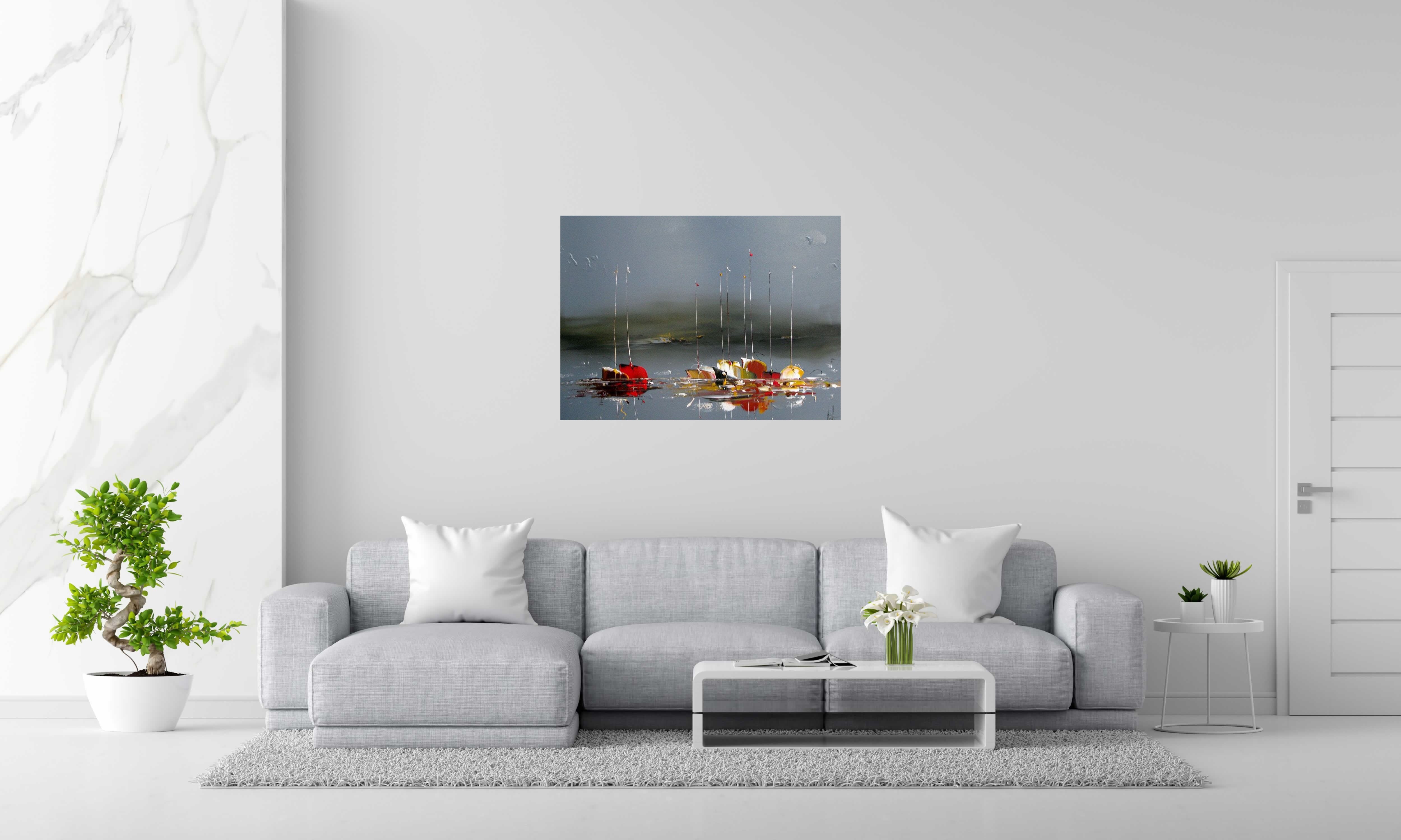 Tableau de F. BOUTET a pour titre  MARINE ABSTRAITE style no dim : F. BOUTETprix:750
