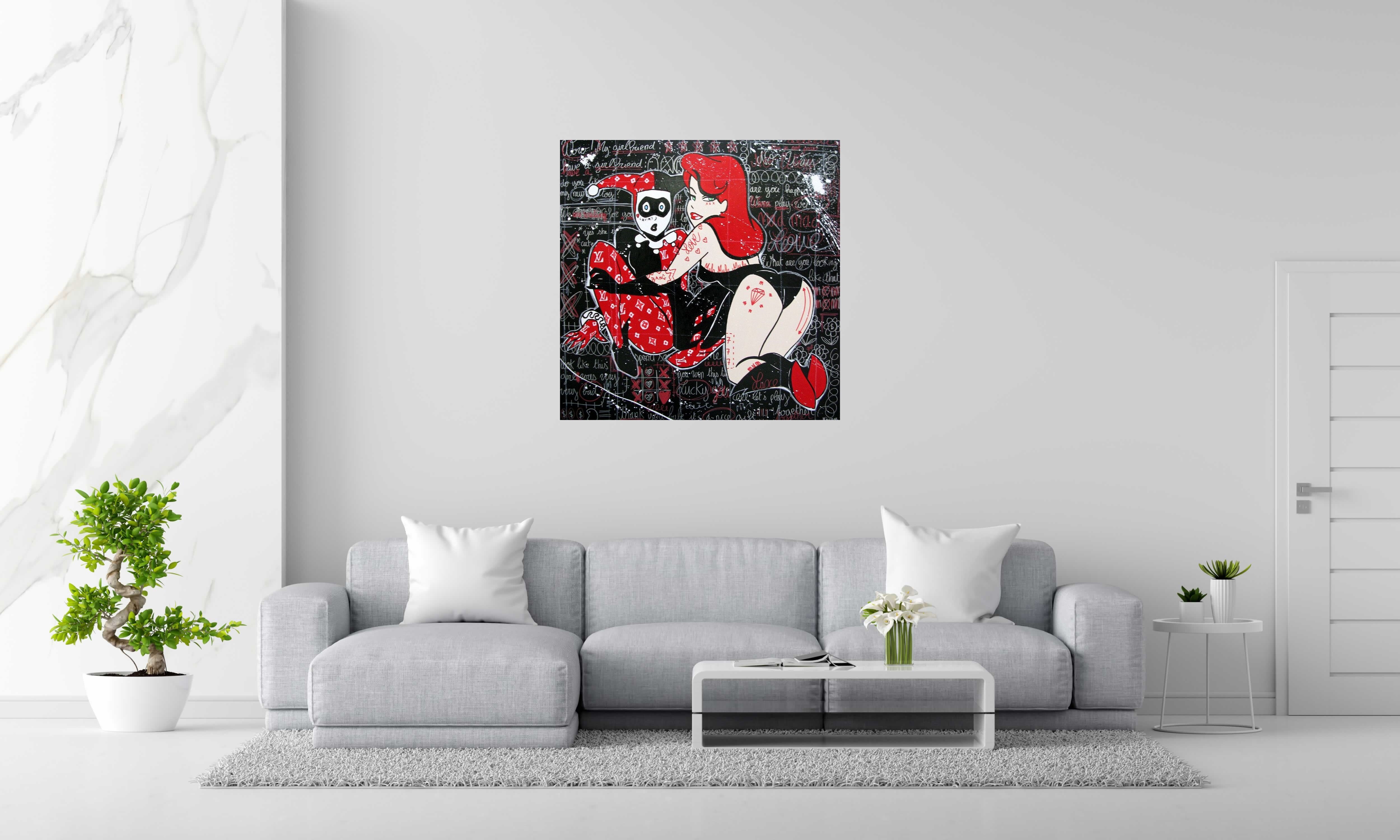 Tableau de ONIZBAR a pour titre  MY GIRLFRIEND HAVE A GIRLFRIEND style street pop art dim : ONIZBARprix:850