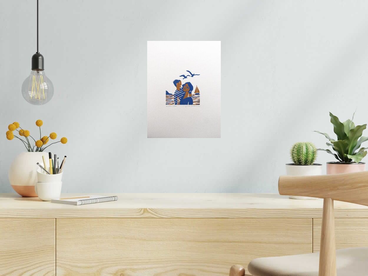 Editions d'art de JULIA CHAUSSON a pour titre  LE COIN BLEU style figuratif dim : JULIA CHAUSSONprix:
