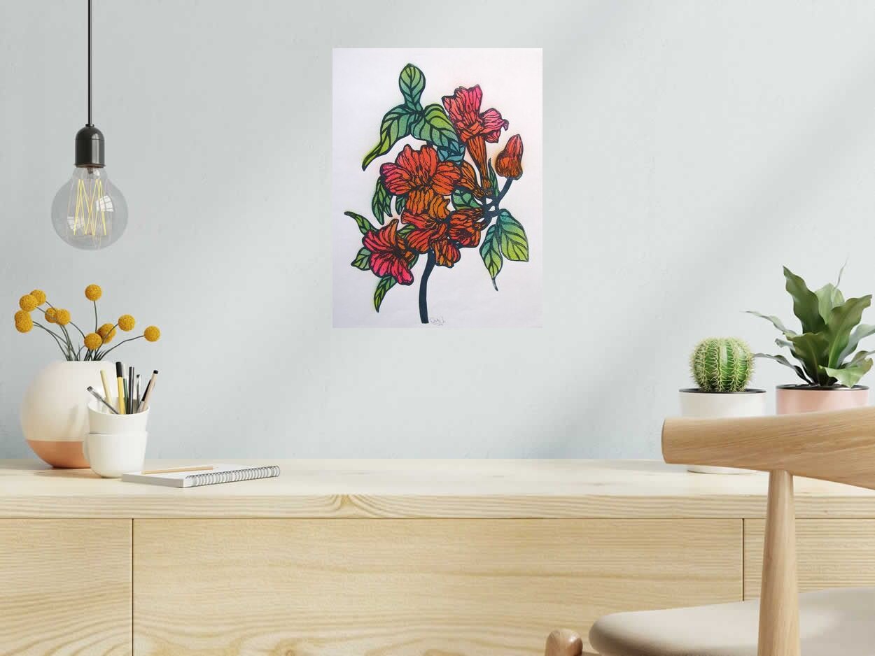 Editions d'art de OSRU a pour titre  FLEURS DE LA MORT style figuratif dim : OSRUprix: