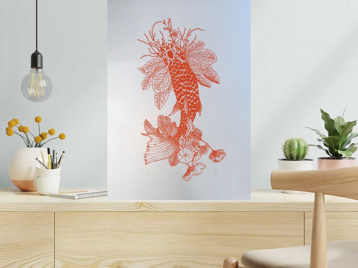Editions d'art de JIBE a pour titre  KOI style graphique dim : JIBEprix: