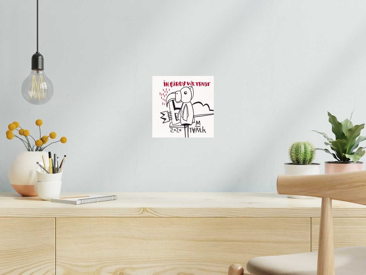 Dessin de TAREK a pour titre  IN BIRDY WE TRUST style graphique dim : TAREKprix: