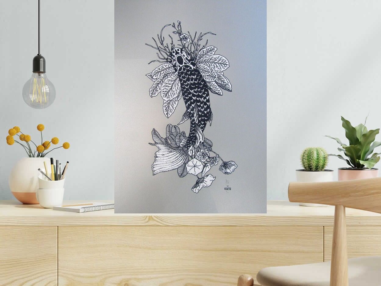 Editions d'art de JIBE a pour titre  KOI style graphique dim : JIBEprix: