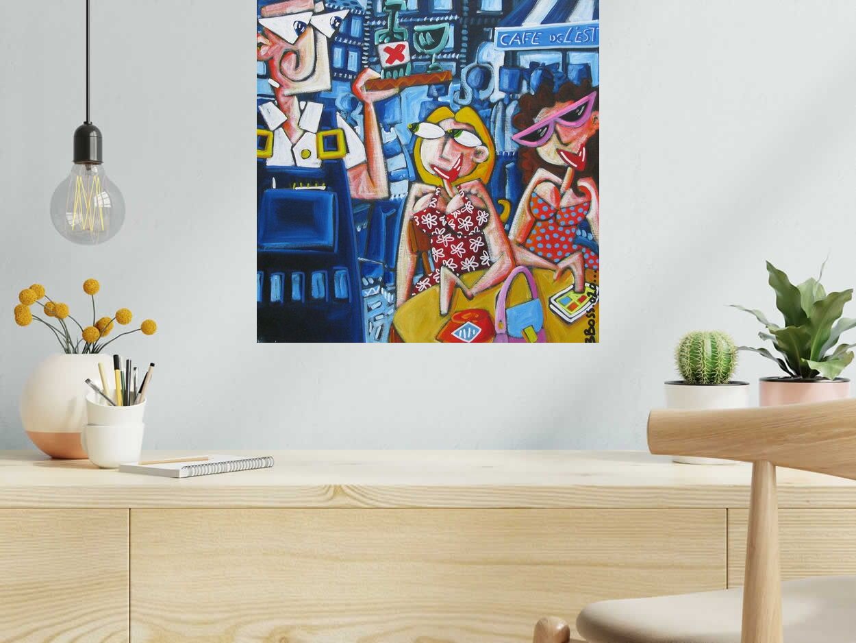 Tableau de B BOSS a pour titre  CAFE DE L'EST style graphique dim : B BOSSprix: