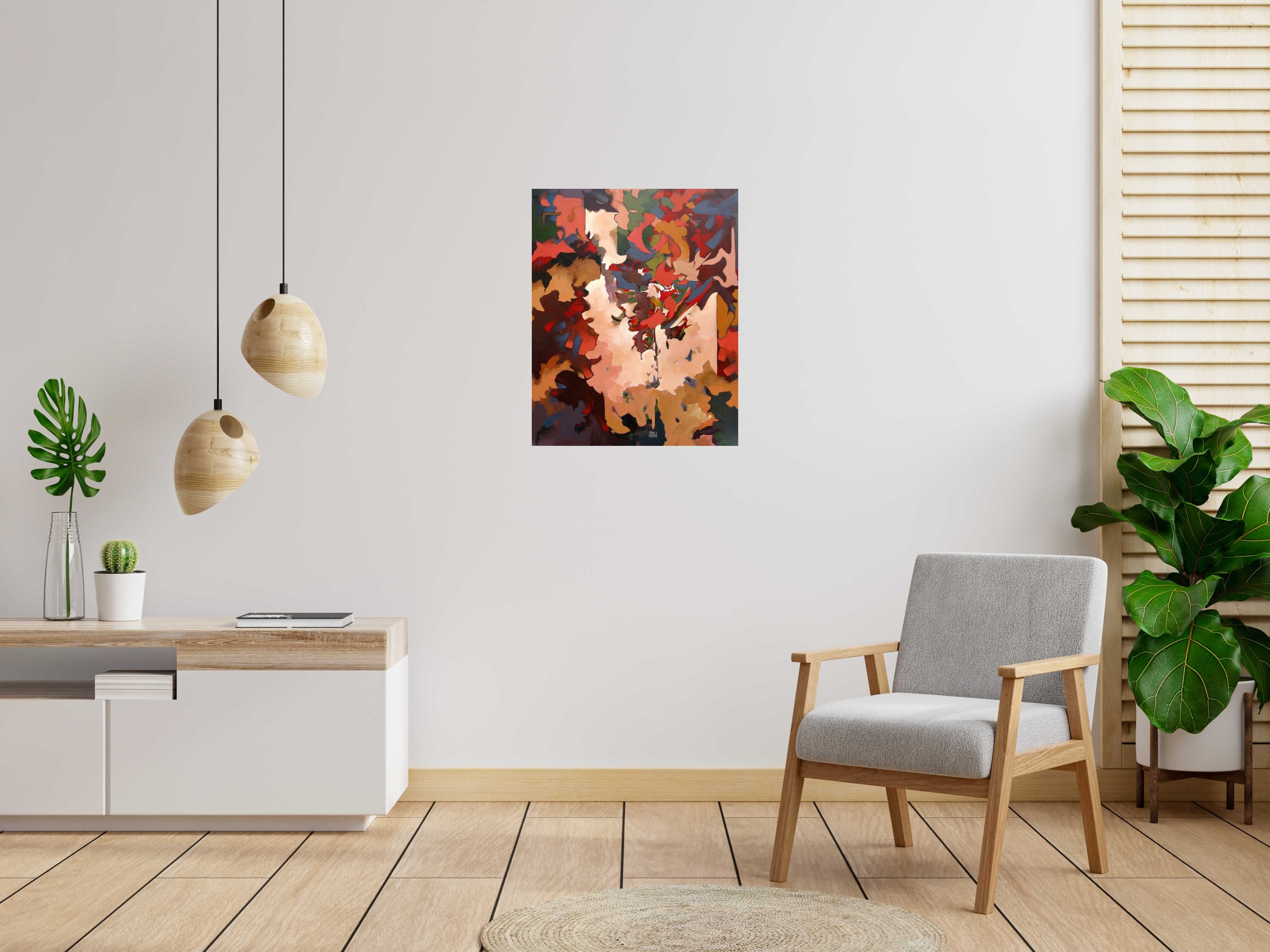 Tableau de BRUNEAU a pour titre  PEINTURE ABSTRAITE 9 style abstrait dim : BRUNEAUprix: