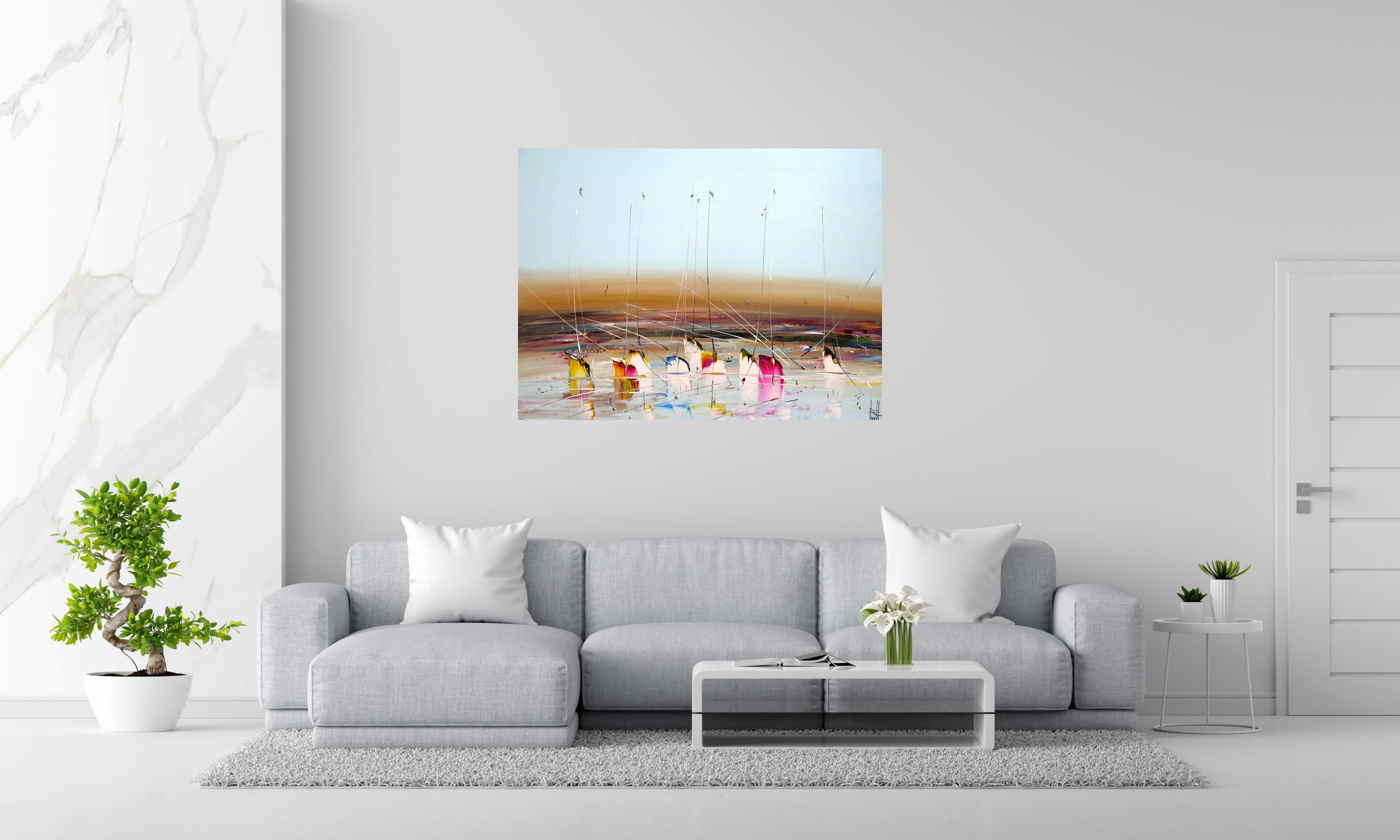 Tableau de F. BOUTET a pour titre  MARINE ABSTRAITE style abstrait dim : F. BOUTETprix:1100