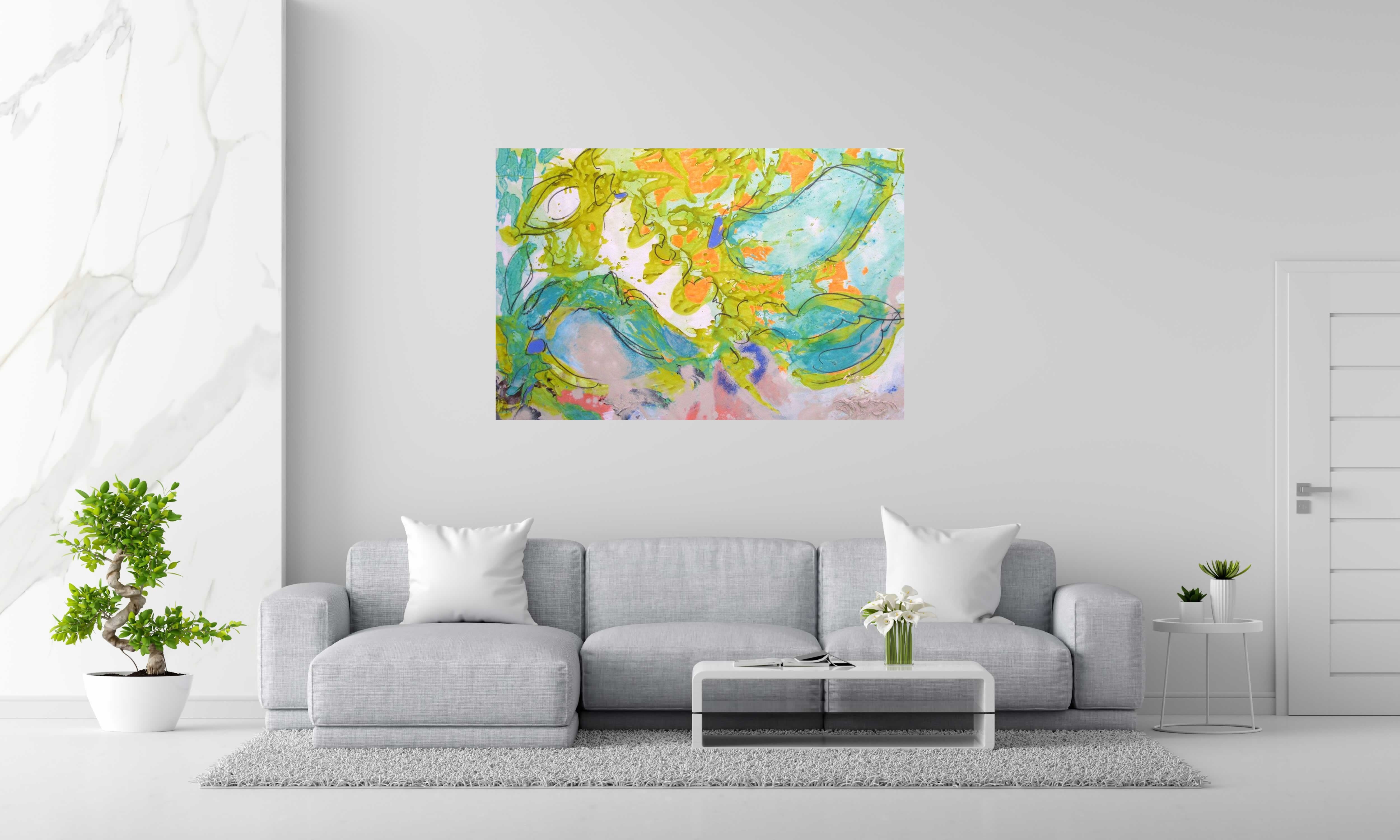 Tableau de GIACOMO a pour titre  HISTOIRE DE FLEURS style abstrait dim : GIACOMOprix:1500