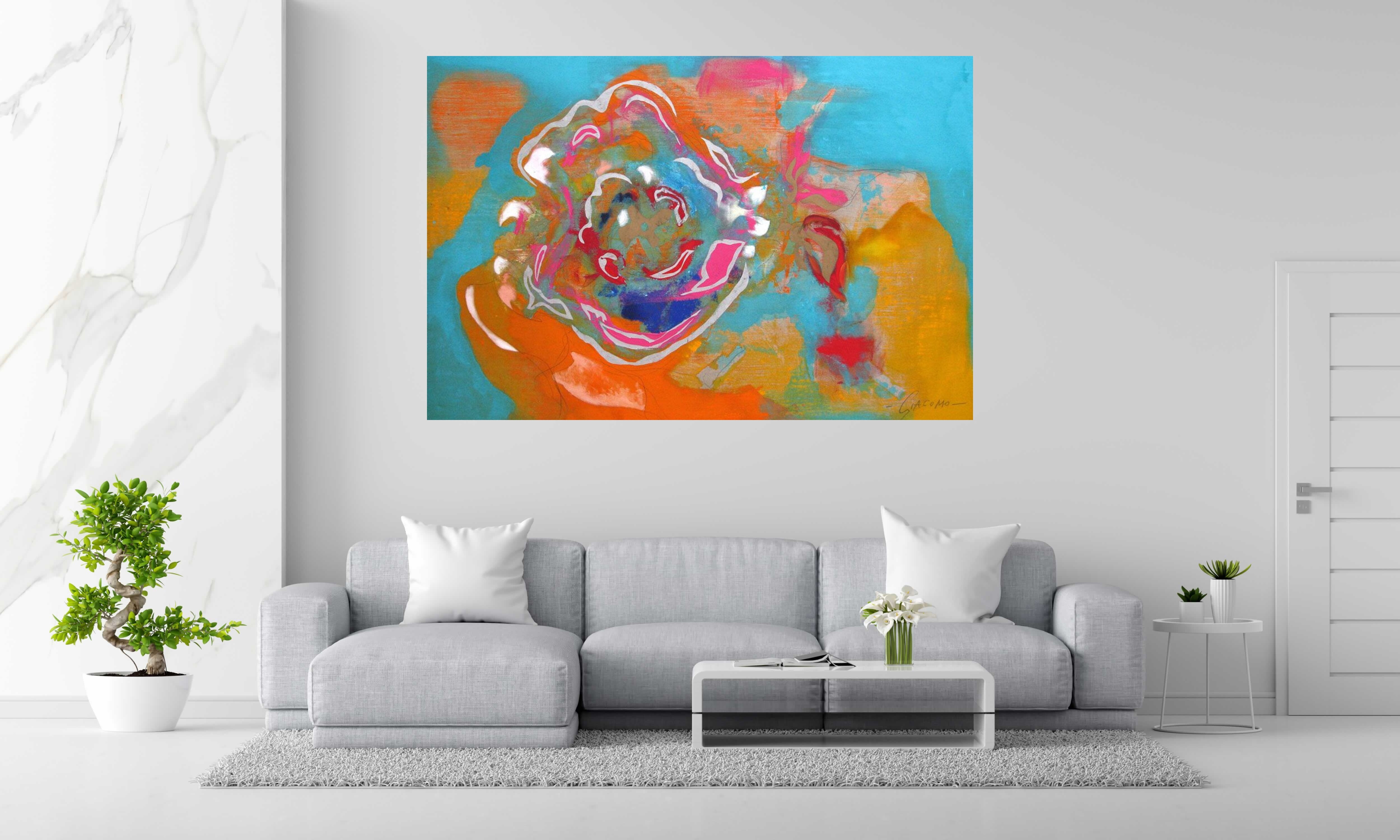 Tableau de GIACOMO a pour titre  VENT FLEURS ET MER style abstrait dim : GIACOMOprix:2000