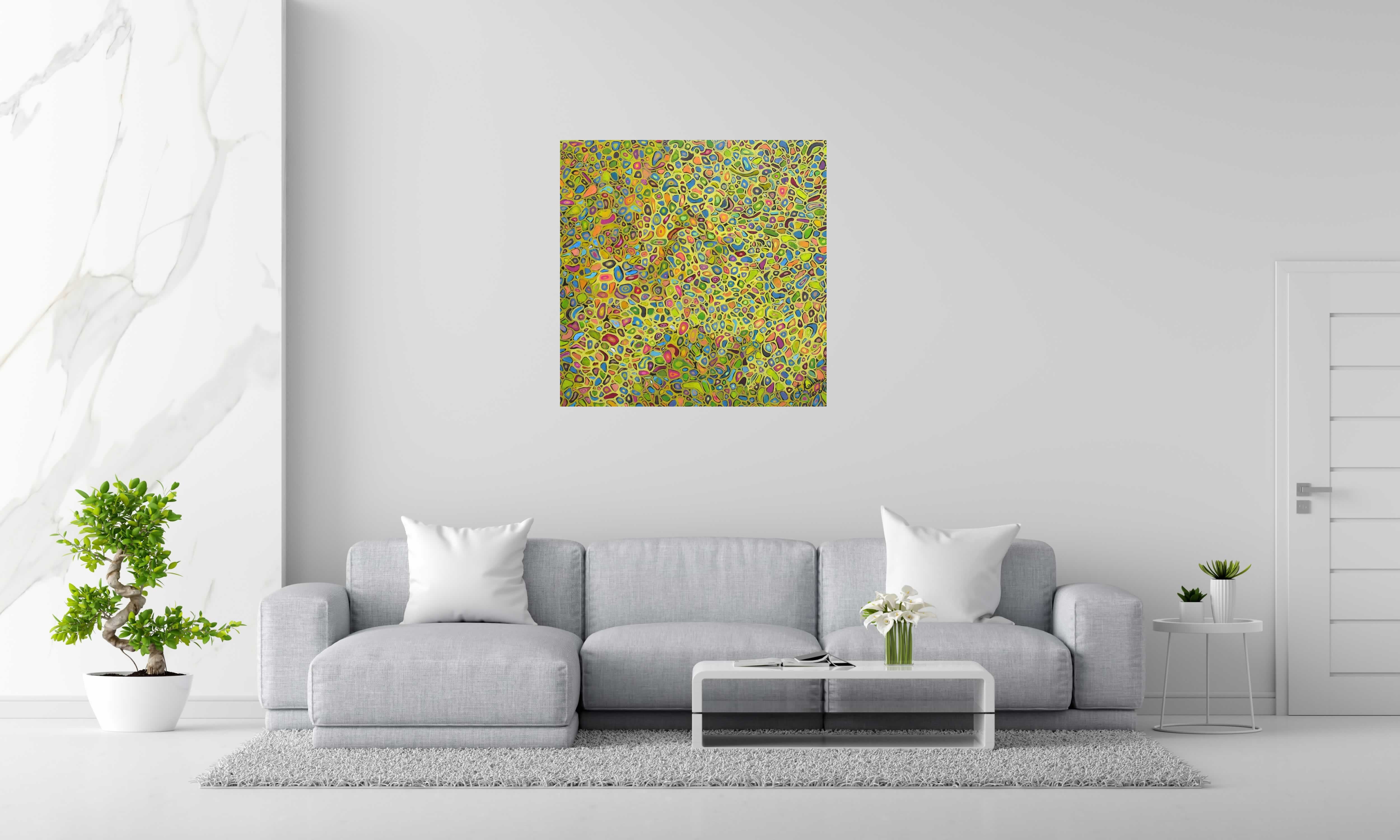 Tableau de JAVIER RAMIREZ a pour titre  MICROMONDE 2 style abstrait dim : JAVIER RAMIREZprix: