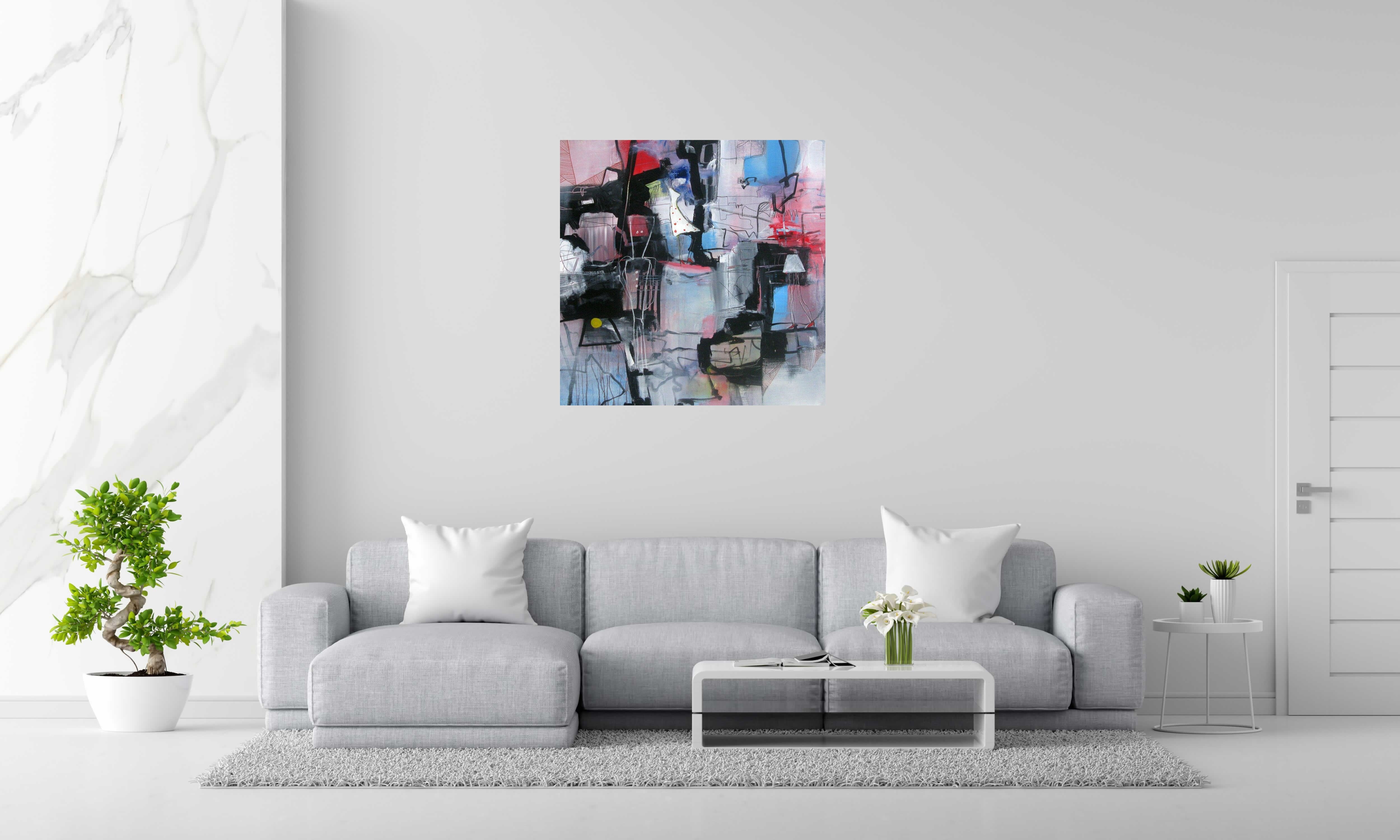 Tableau de JIHEM a pour titre  PENSEES IMBRIQUEE 3 style abstrait dim : JIHEMprix: