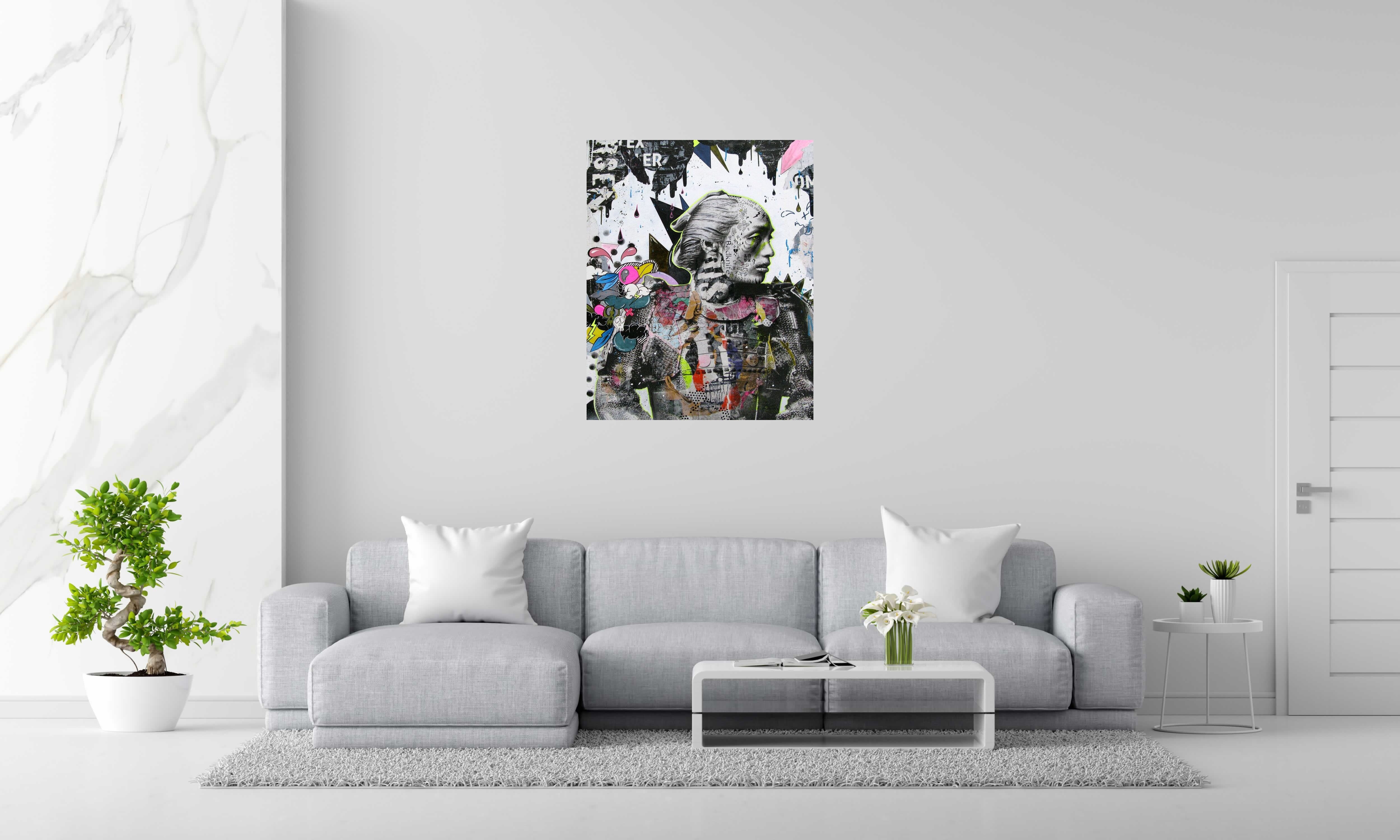 Tableau de LN LE PAPE a pour titre  SID BADKNIFE style figuratif dim : LN LE PAPEprix: