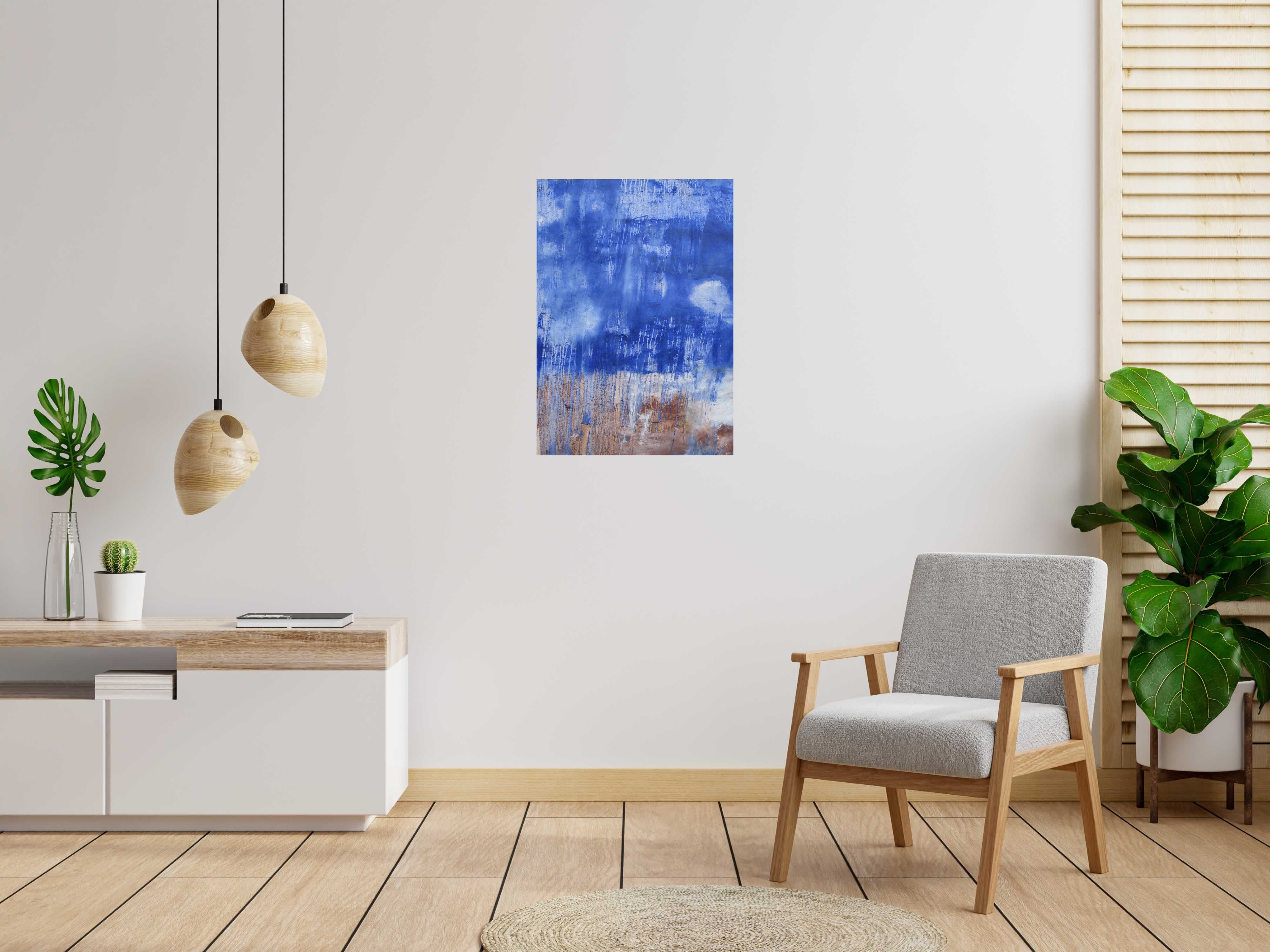 Tableau de PASCALE JACQUEMOND a pour titre  BLEU MARINE style abstrait dim : PASCALE JACQUEMONDprix: