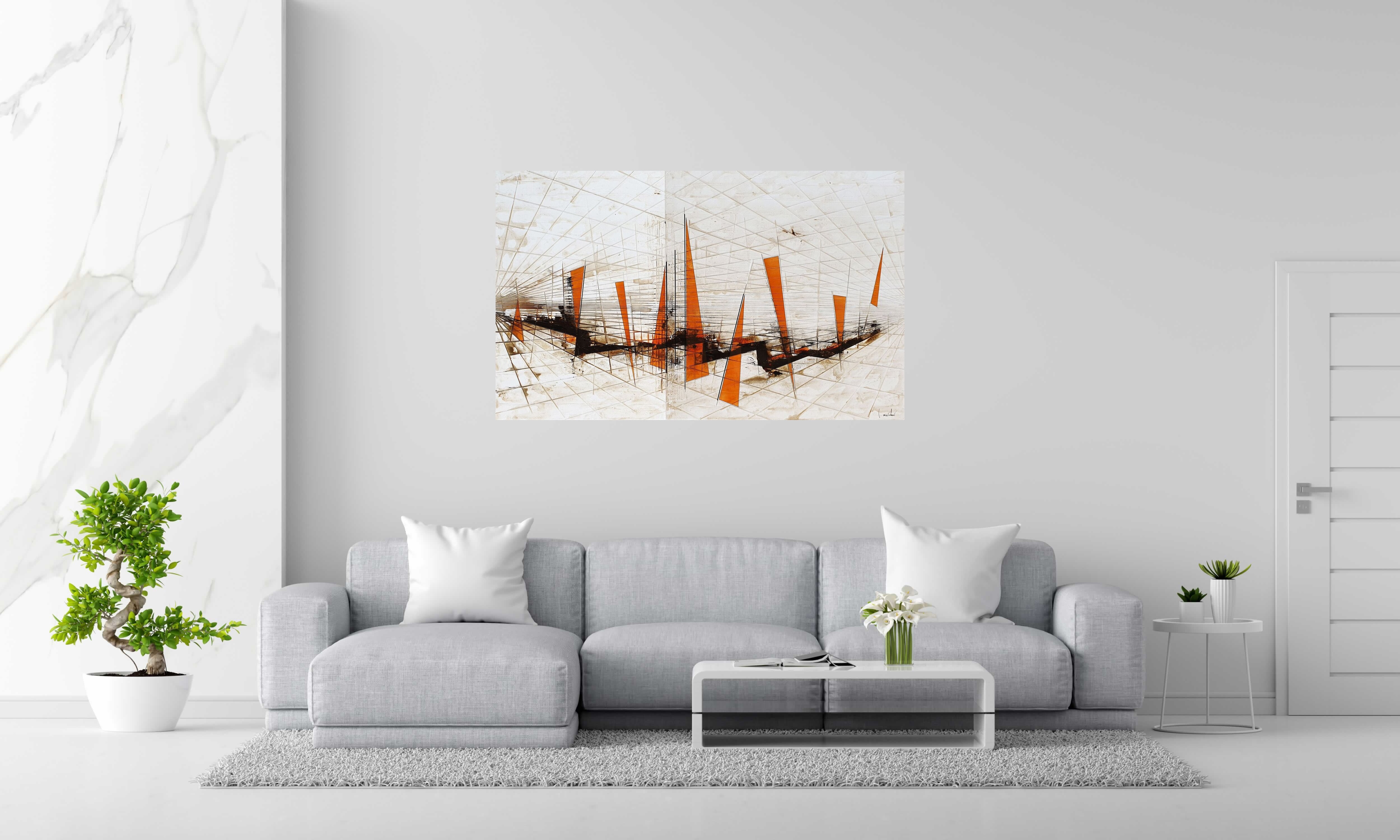 Tableau de LUDOVIC MERCHER a pour titre  UPSIDE DOWN style abstrait dim : LUDOVIC MERCHERprix:1500