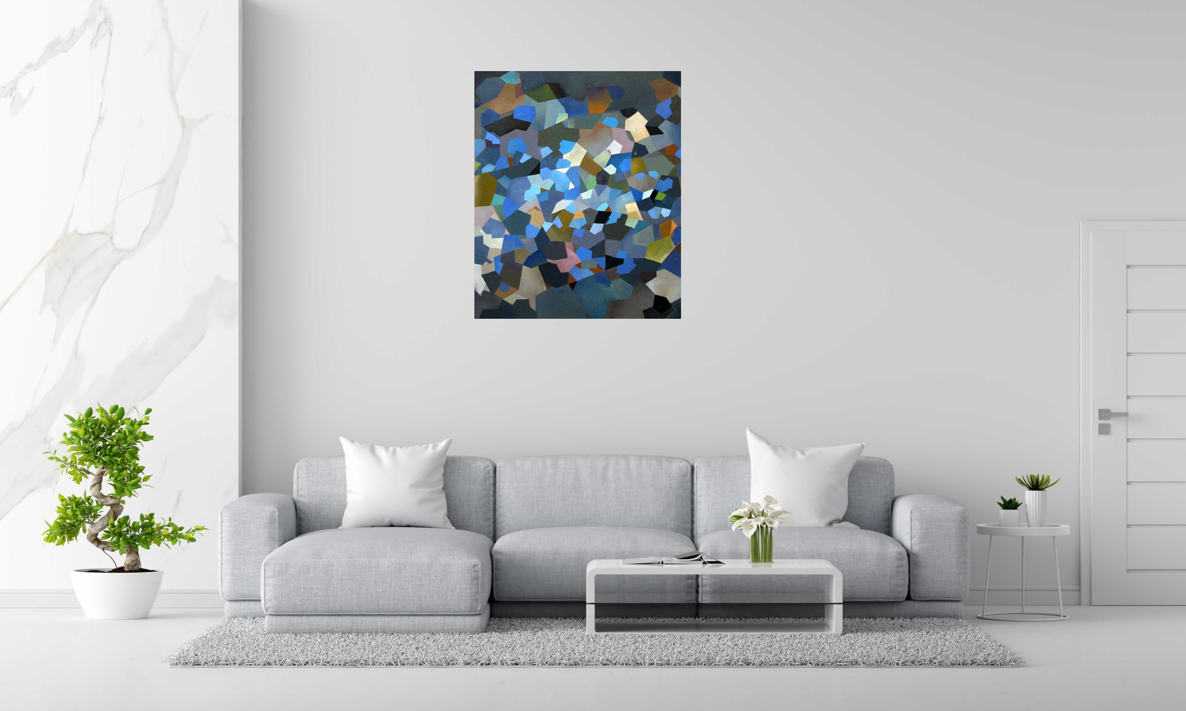 Tableau de N MAFFRE a pour titre  LE LAC style abstrait dim : N MAFFREprix:1000
