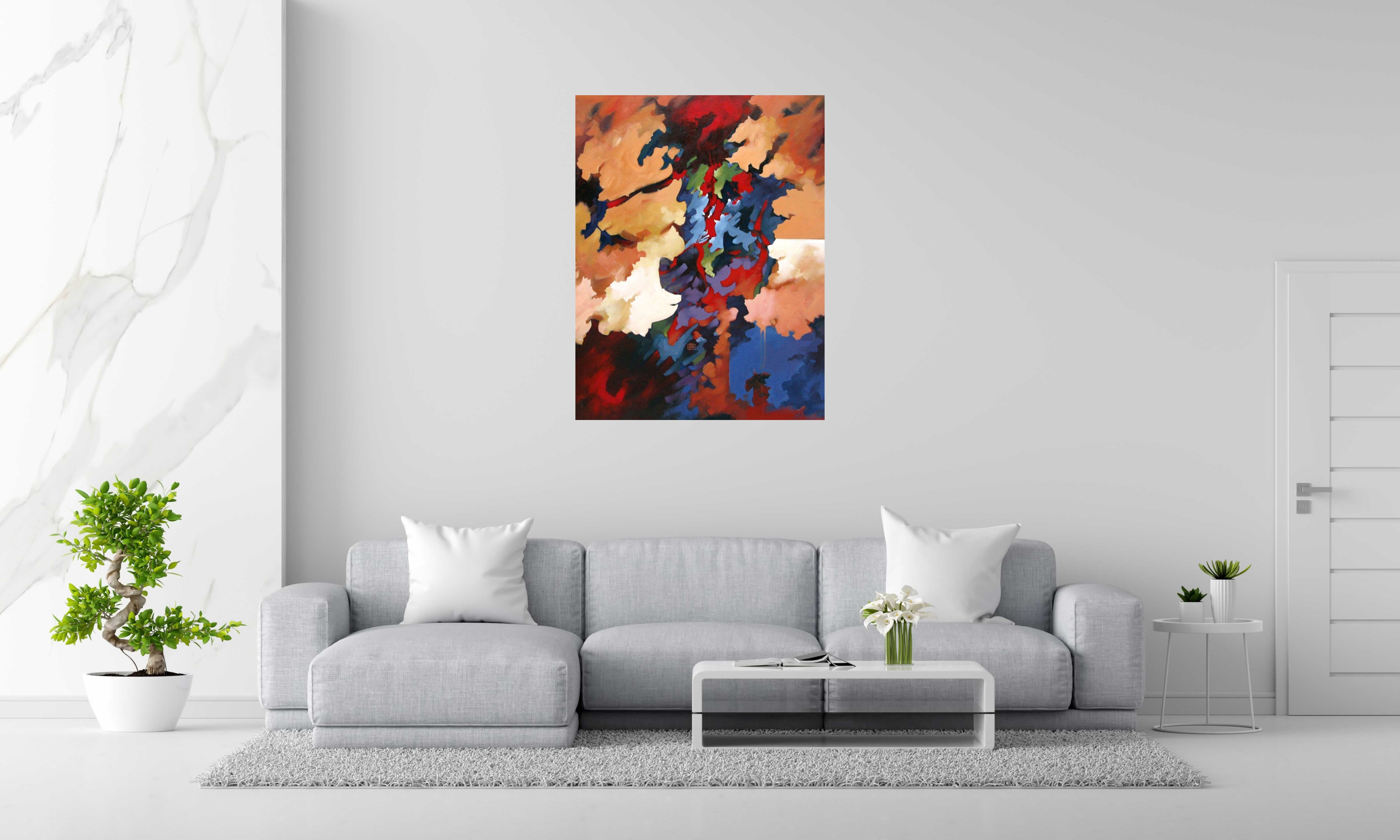 Tableau de BRUNEAU a pour titre  PEINTURE ABSTRAITE 42 style abstrait dim : BRUNEAUprix: