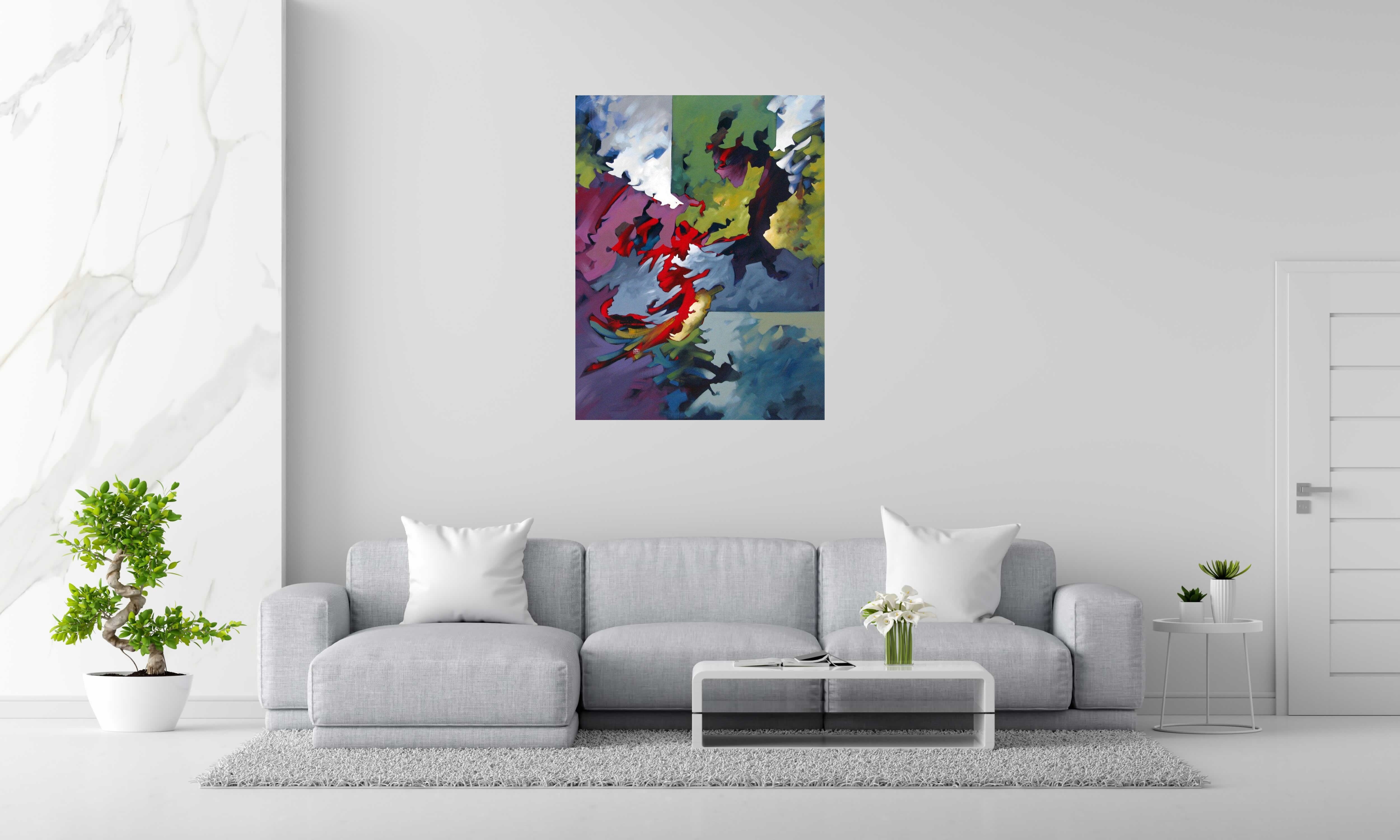 Tableau de BRUNEAU a pour titre  PEINTURE ABSTRAITE 43 style abstrait dim : BRUNEAUprix: