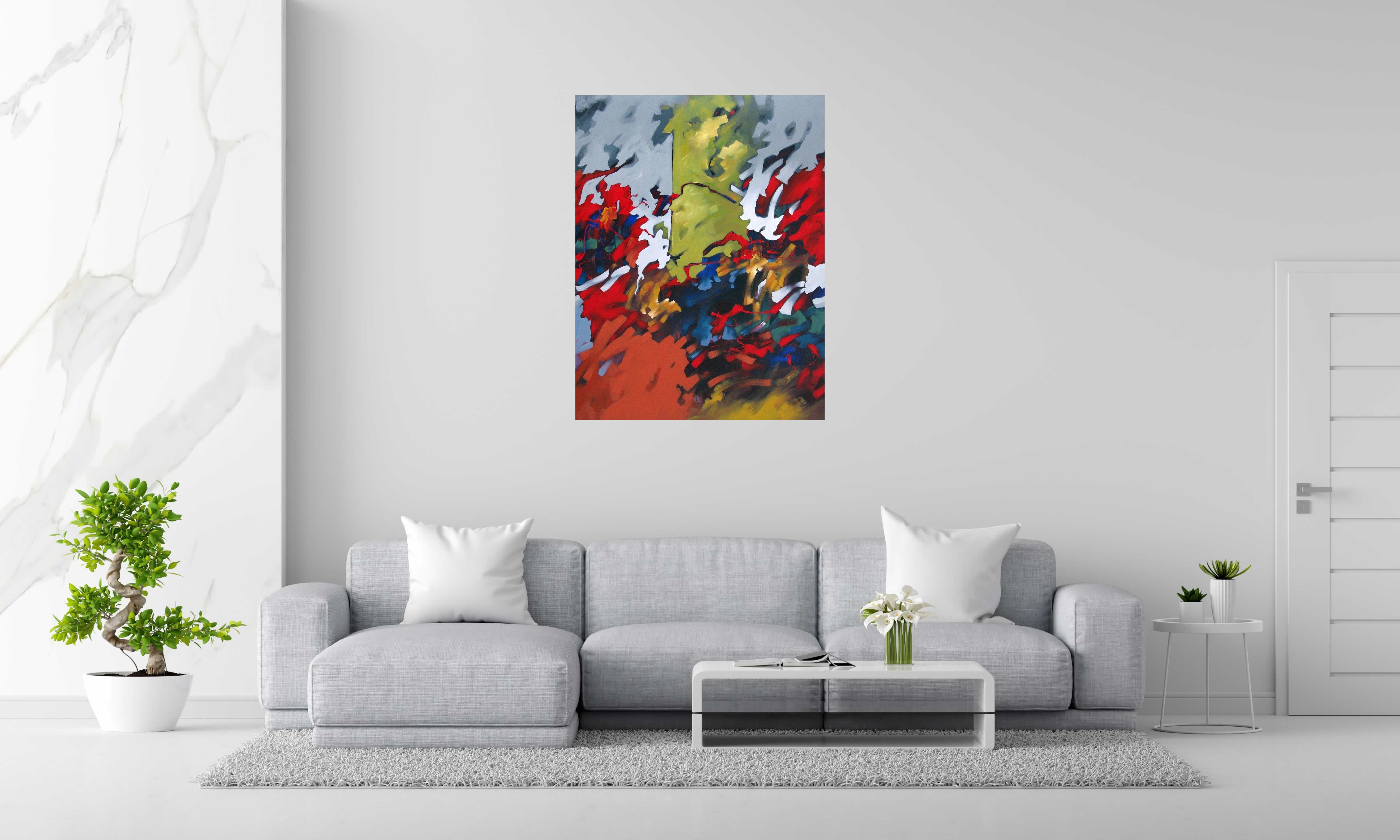 Tableau de BRUNEAU a pour titre  PEINTURE ABSTRAITE 51 style abstrait dim : BRUNEAUprix: