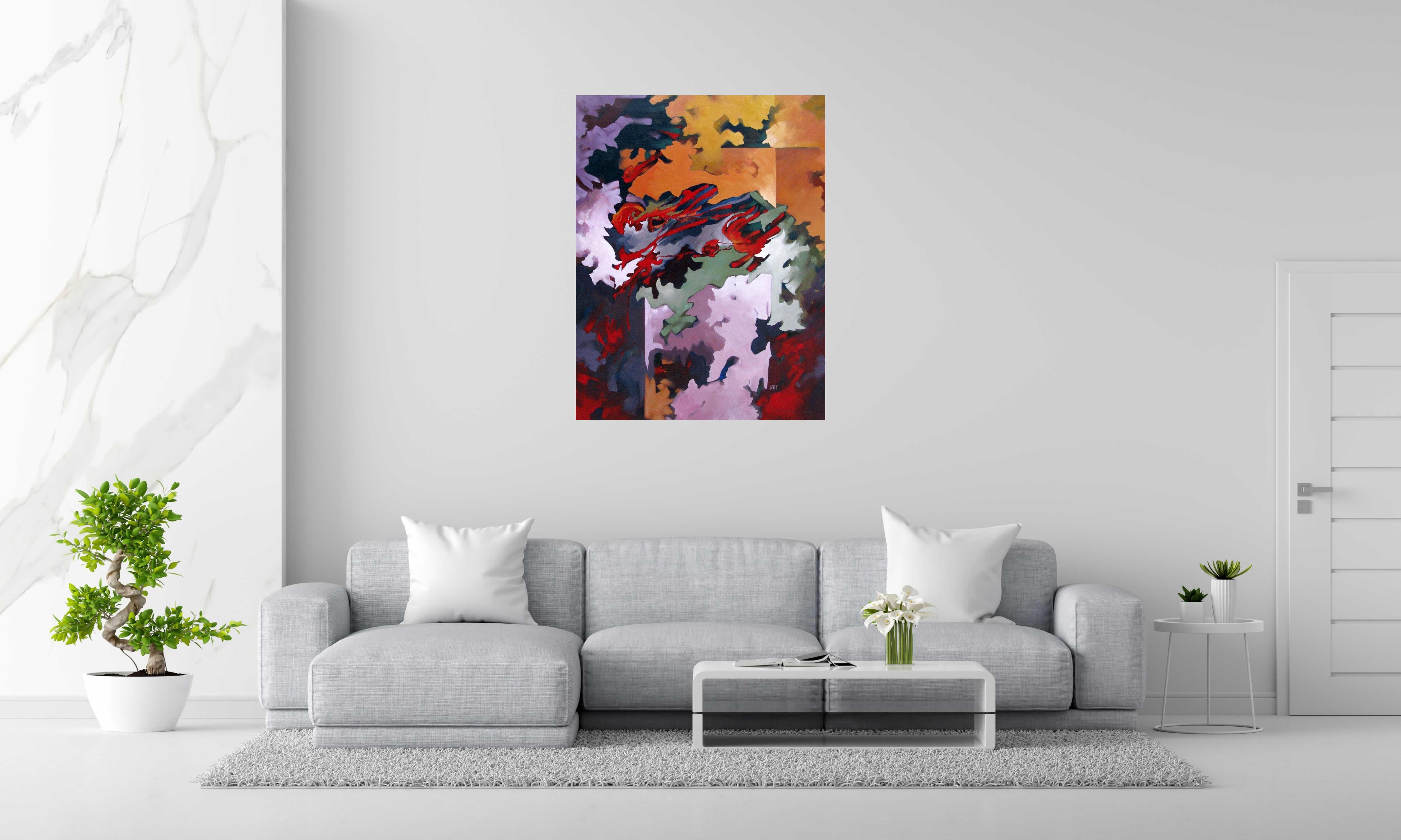 Tableau de BRUNEAU a pour titre  PEINTURE ABSTRAITE 50 style abstrait dim : BRUNEAUprix: