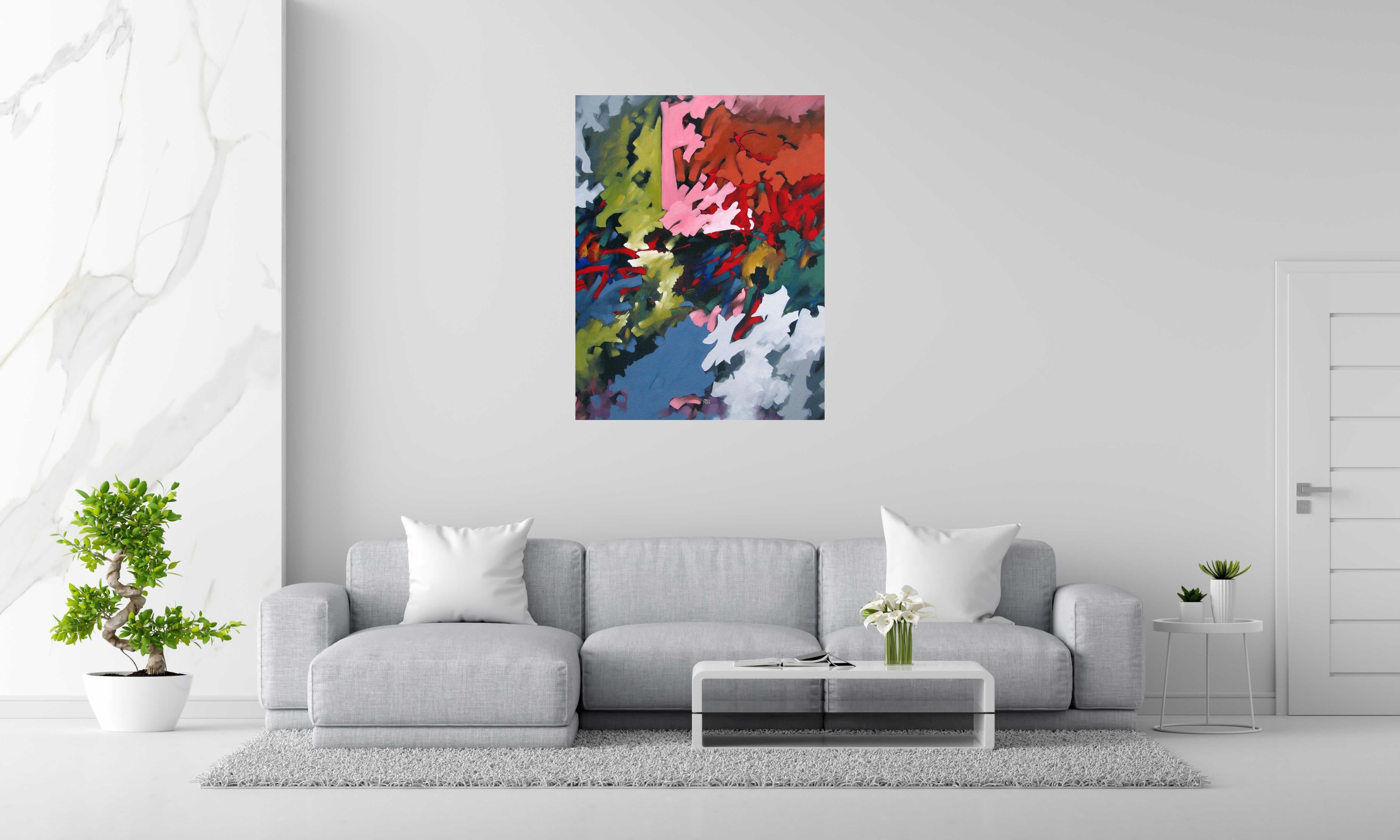 Tableau de BRUNEAU a pour titre  PEINTURE ABSTRAITE 52 style abstrait dim : BRUNEAUprix: