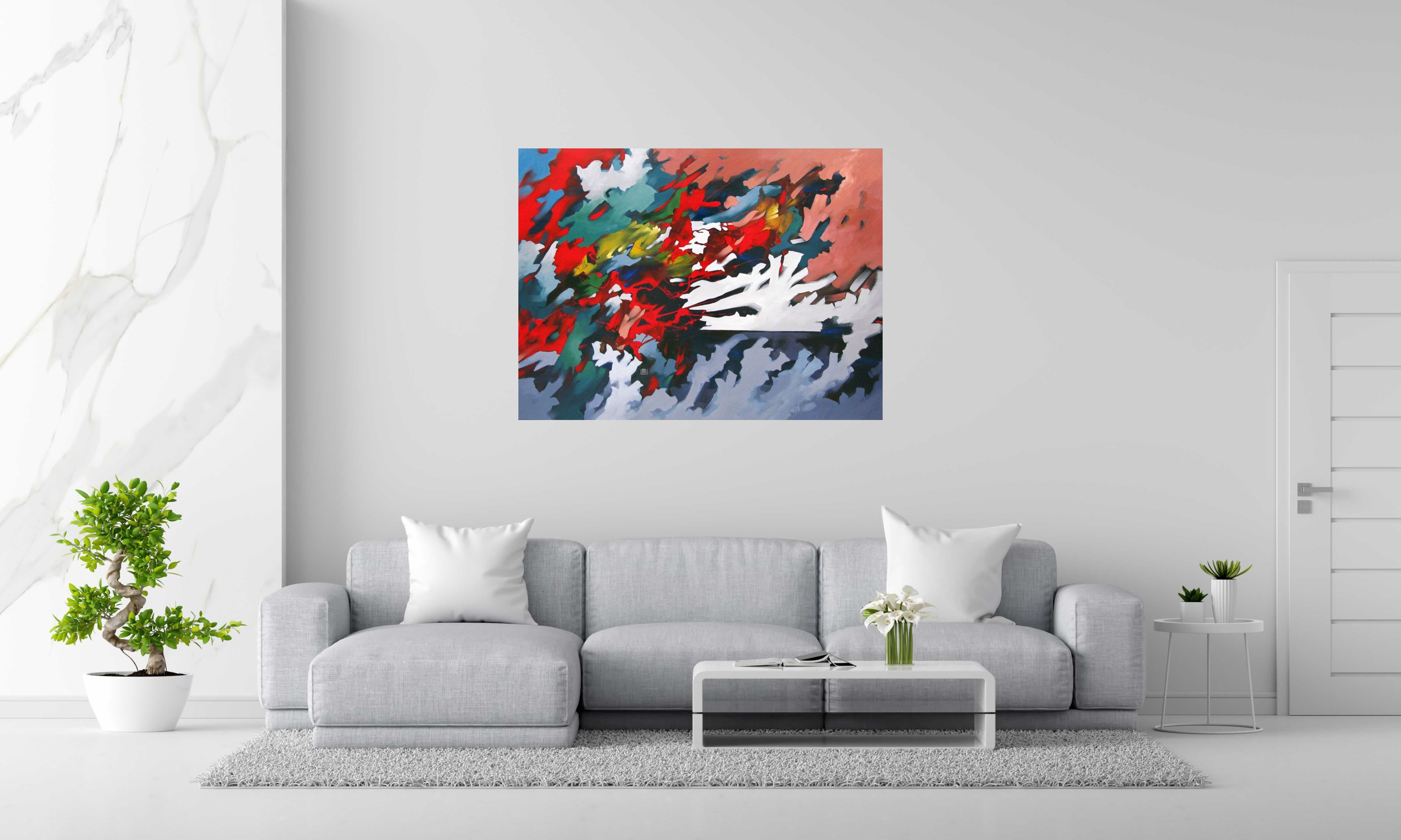 Tableau de BRUNEAU a pour titre  PEINTURE ABSTRAITE 54 style abstrait dim : BRUNEAUprix:1000
