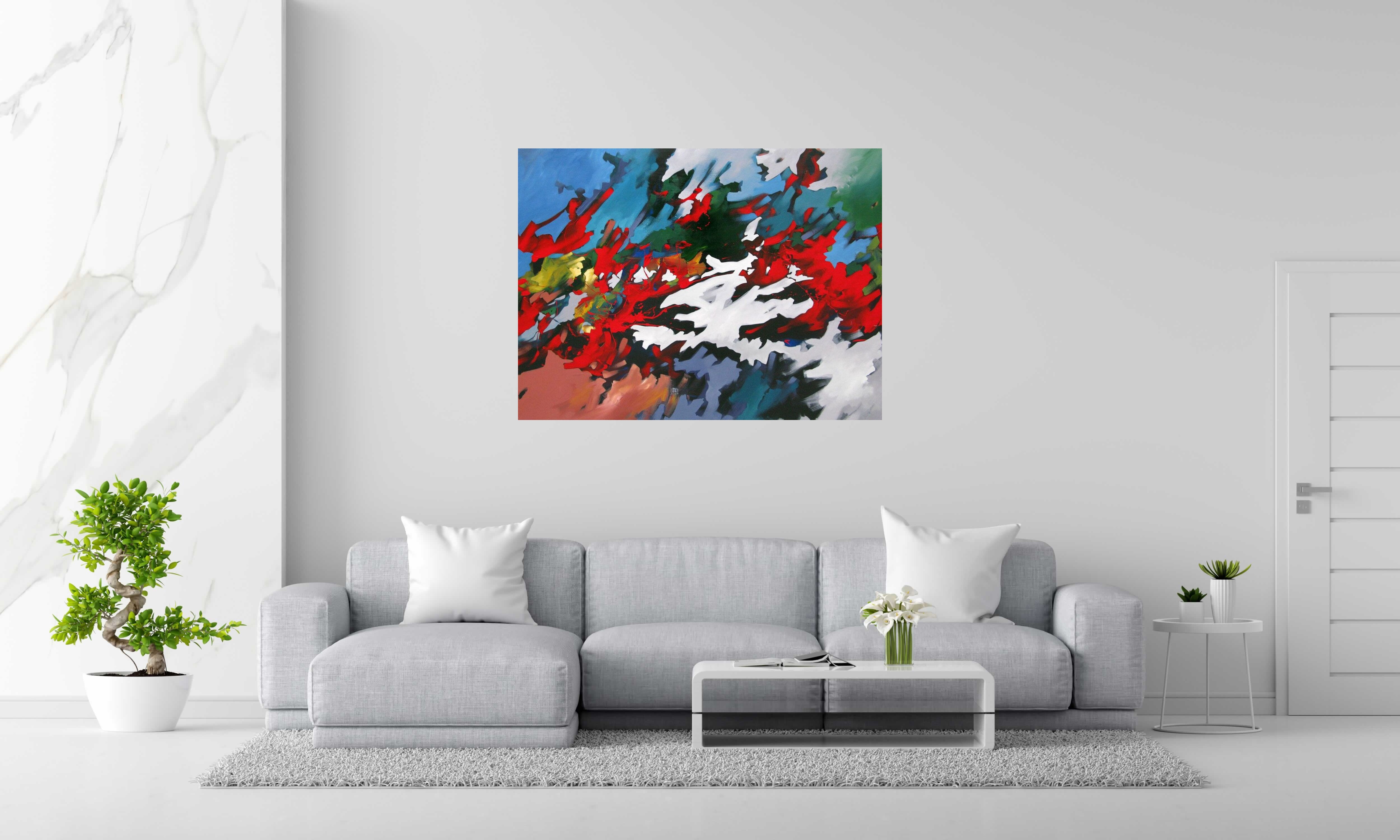 Tableau de BRUNEAU a pour titre  PEINTURE ABSTRAITE 55 style abstrait dim : BRUNEAUprix:1000