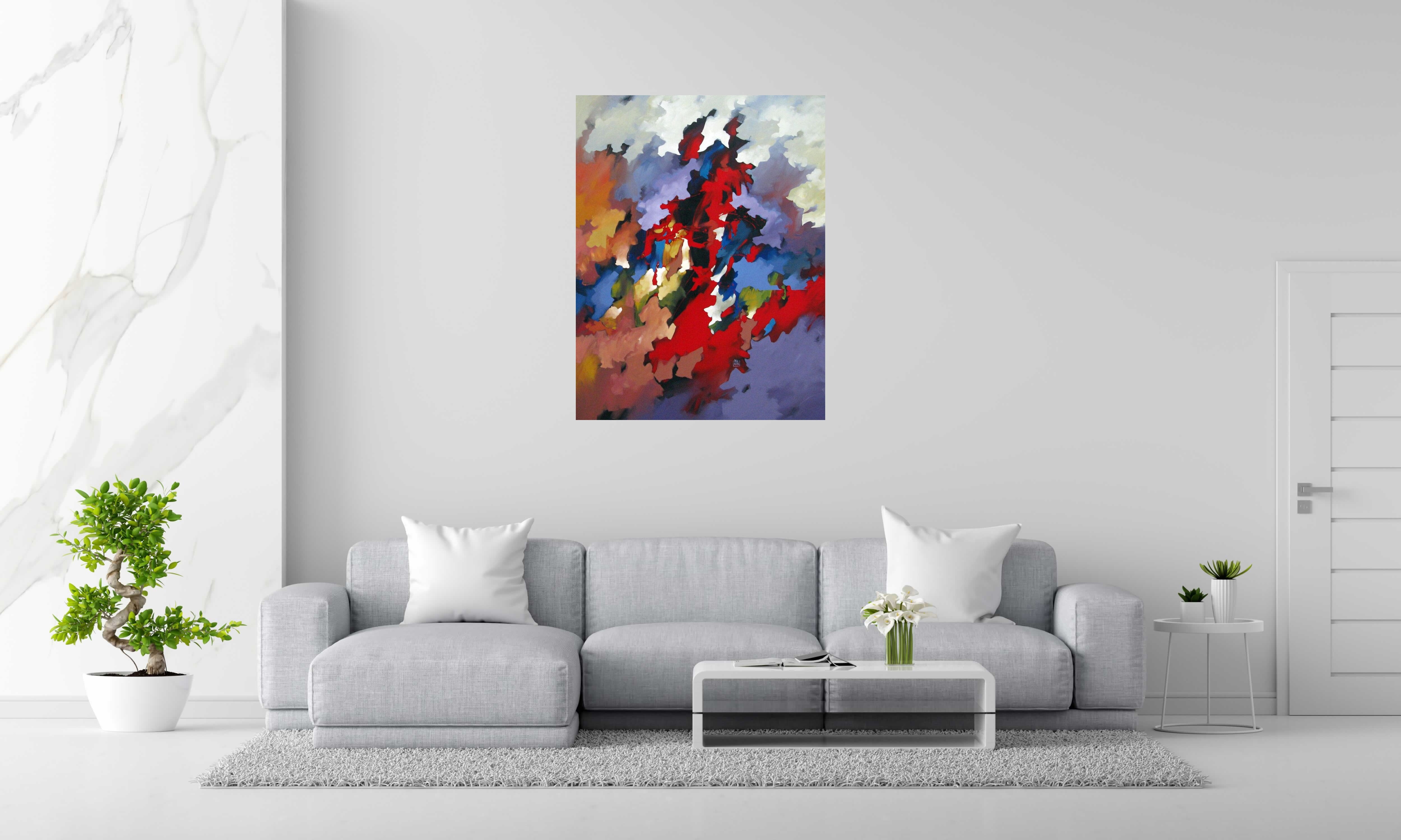 Tableau de BRUNEAU a pour titre  PEINTURE ABSTRAITE 56 style abstrait dim : BRUNEAUprix: