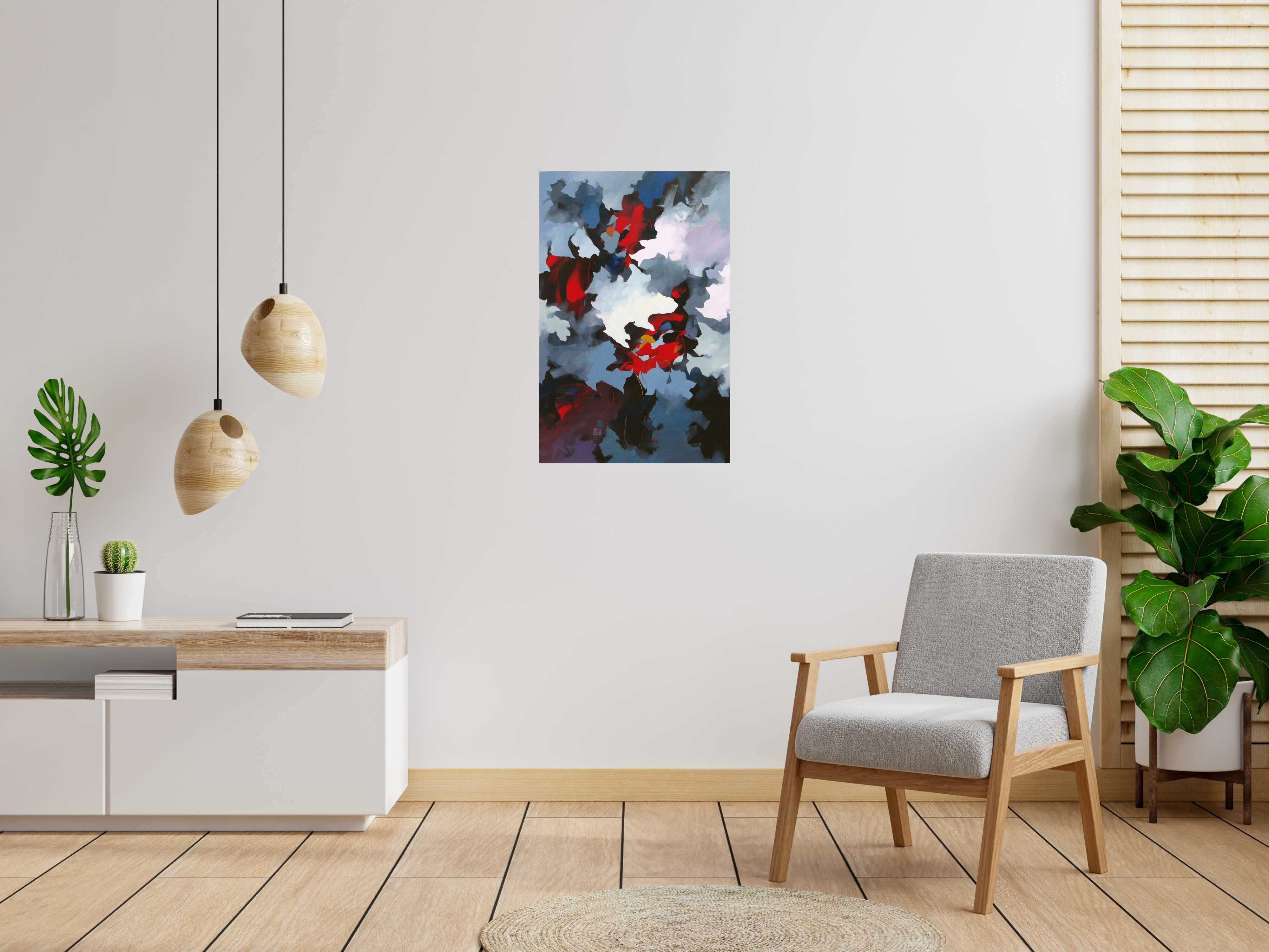Tableau de BRUNEAU a pour titre  PEINTURE ABSTRAITE 89 style abstrait dim : BRUNEAUprix: