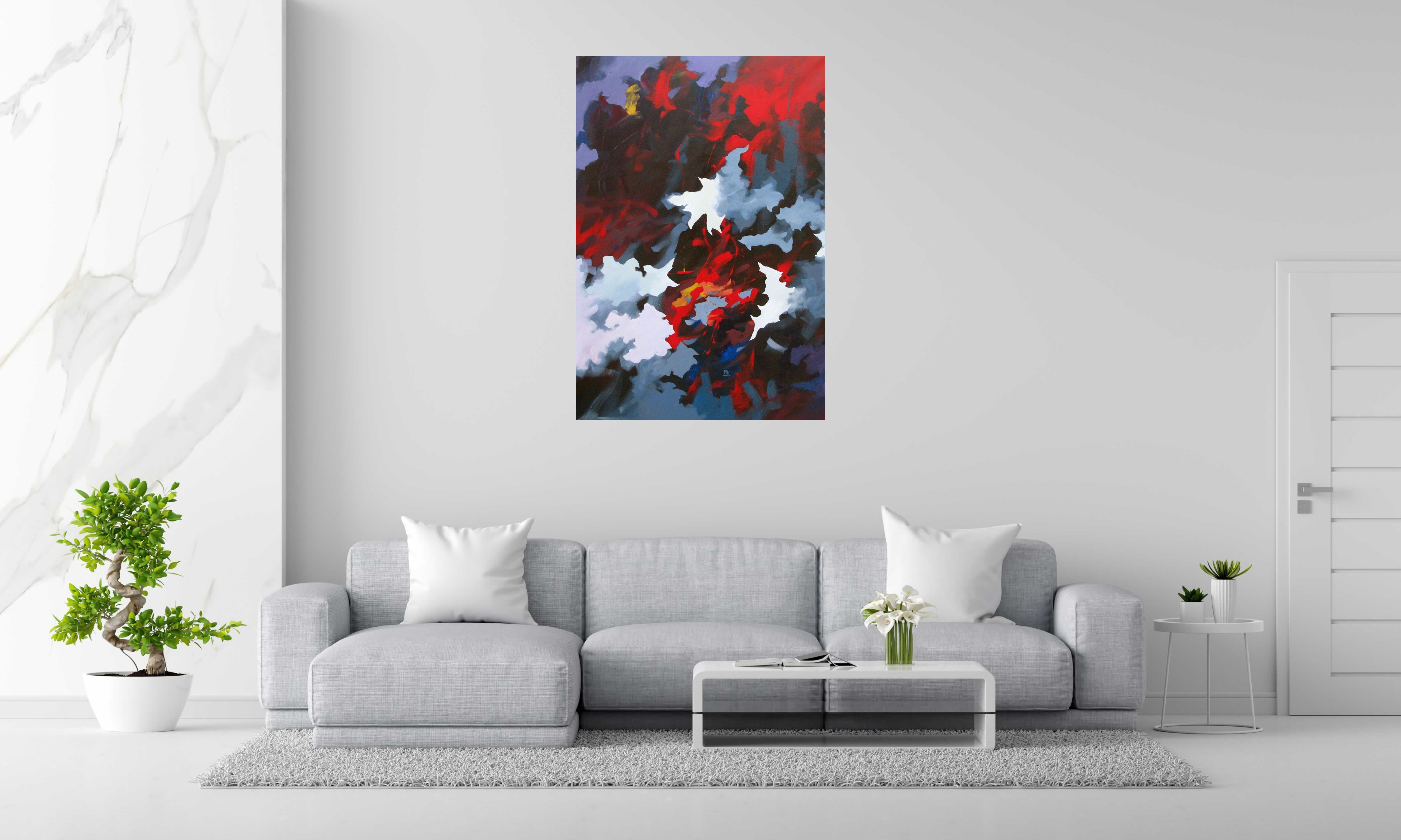 Tableau de BRUNEAU a pour titre  LA BESTE style abstrait dim : BRUNEAUprix: