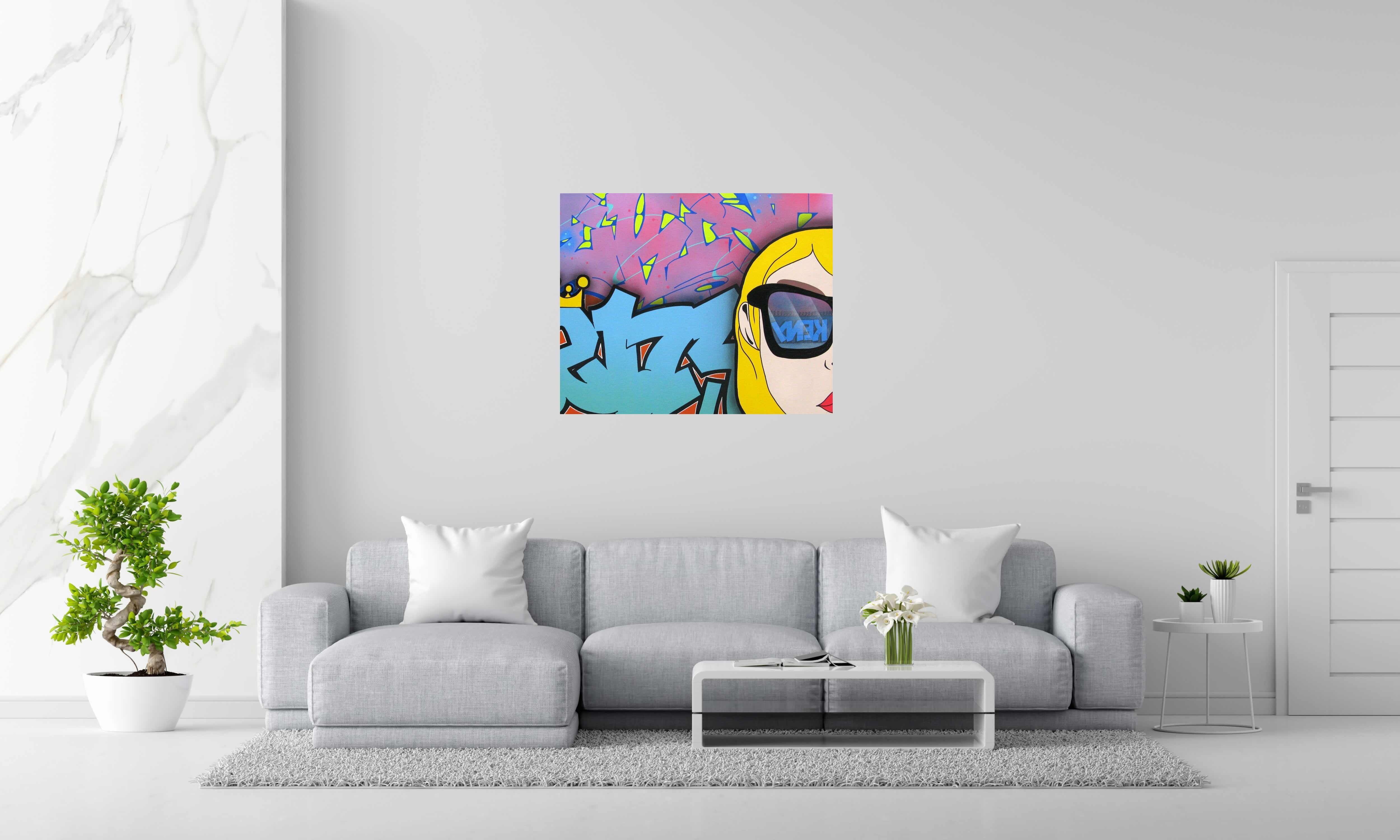 Tableau de KENY a pour titre  GIRLZ style graffiti, street pop art dim : KENYprix:700