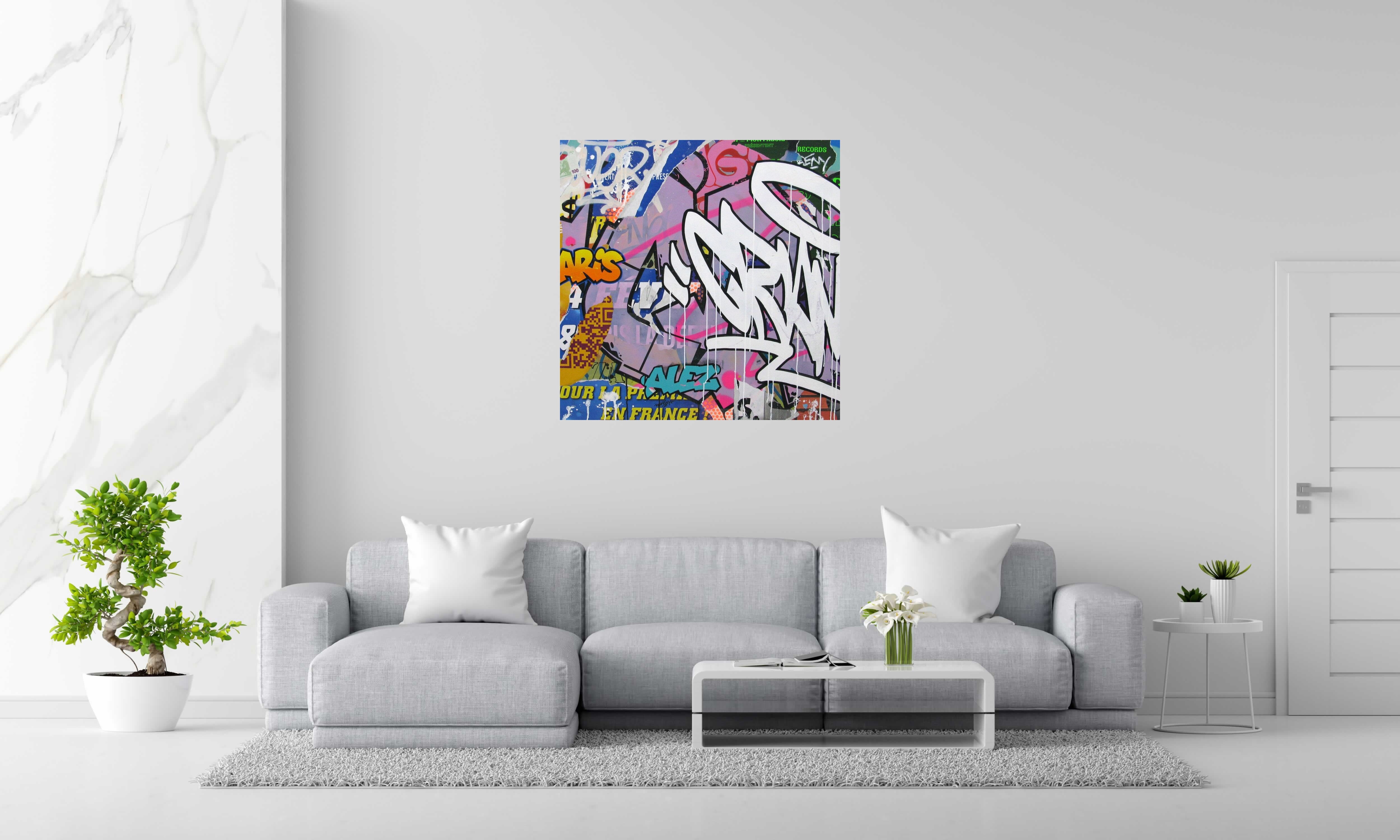 Tableau de KENY a pour titre  I NEED MONEY style graffiti, street art dim : KENYprix:800
