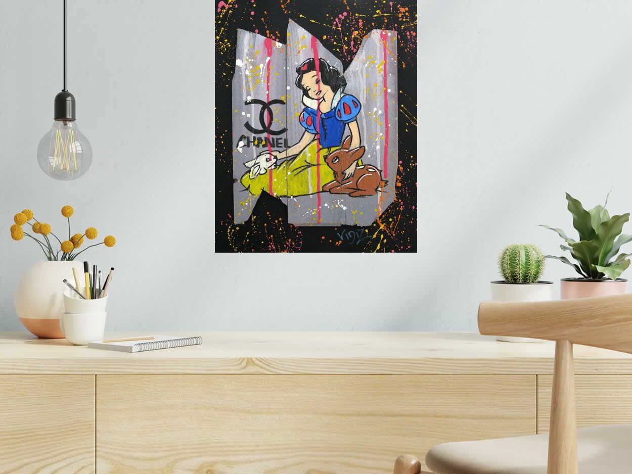 Tableau de VIDIZ a pour titre  LOVE DONALDLOVE BLANCHE style street pop art dim : VIDIZprix:200