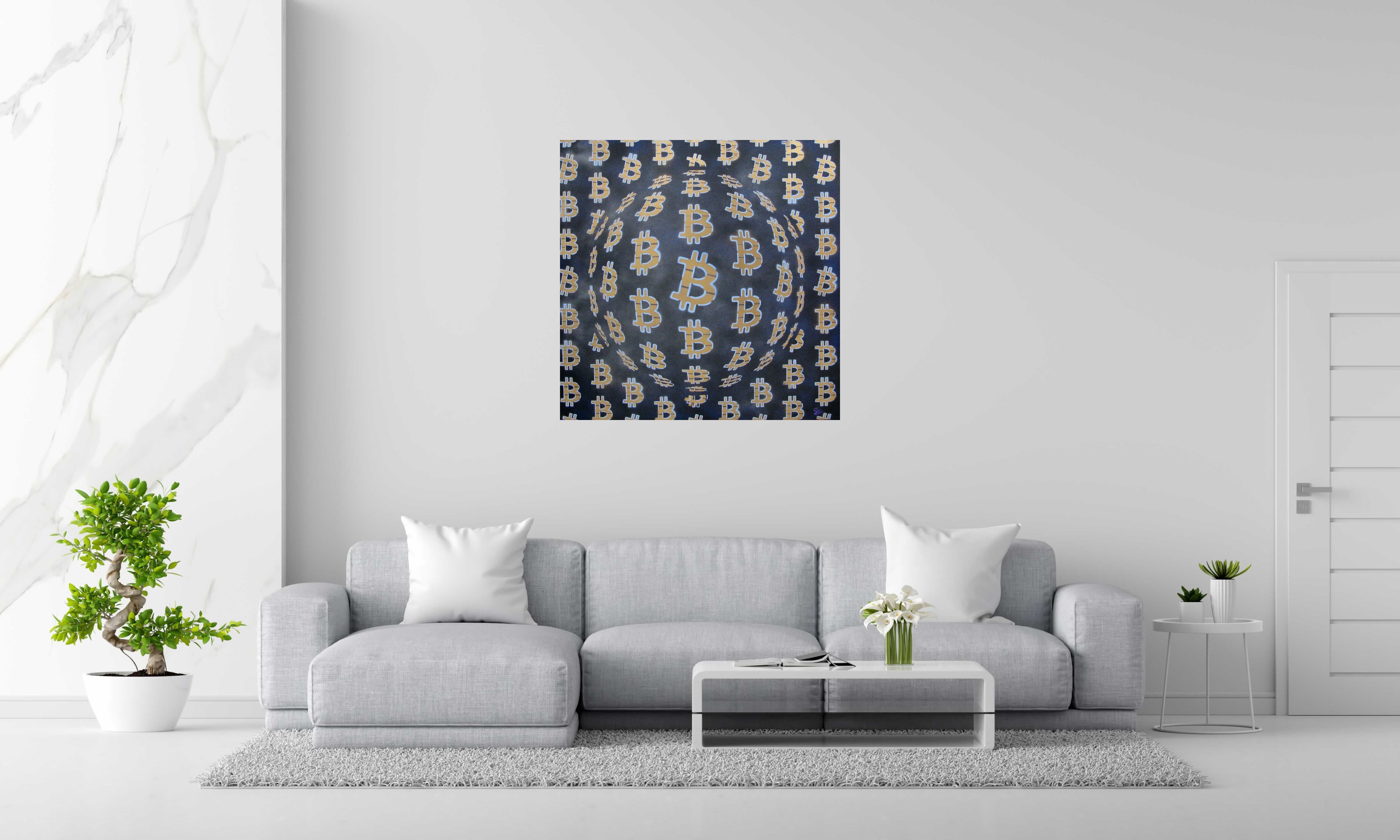 Tableau de YANN GUINCHAN a pour titre  DARK BLUE BIT style street art, graphique dim : YANN GUINCHANprix:600