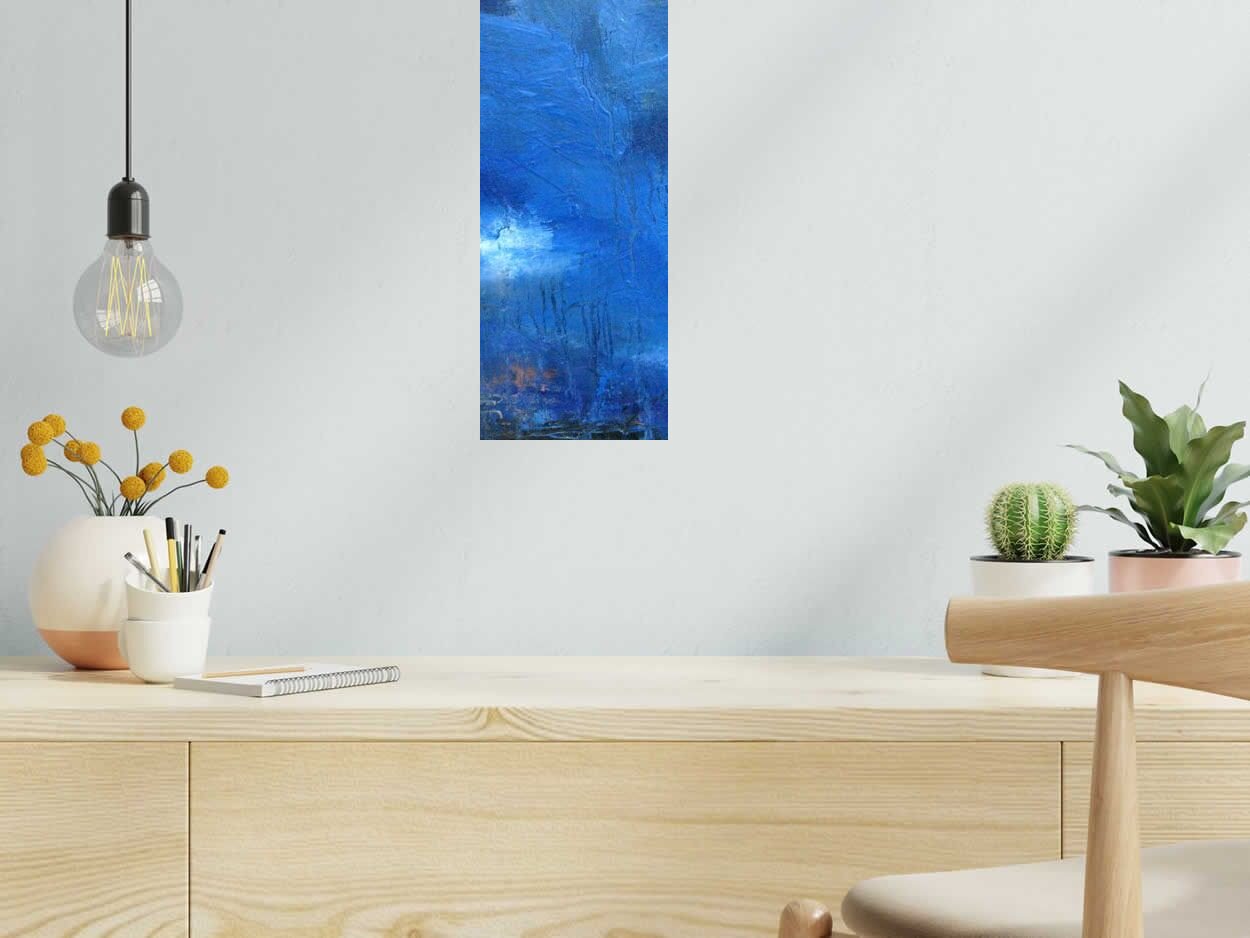 Tableau de PASCALE JACQUEMOND a pour titre  BLUE WATER style abstrait dim : PASCALE JACQUEMONDprix: