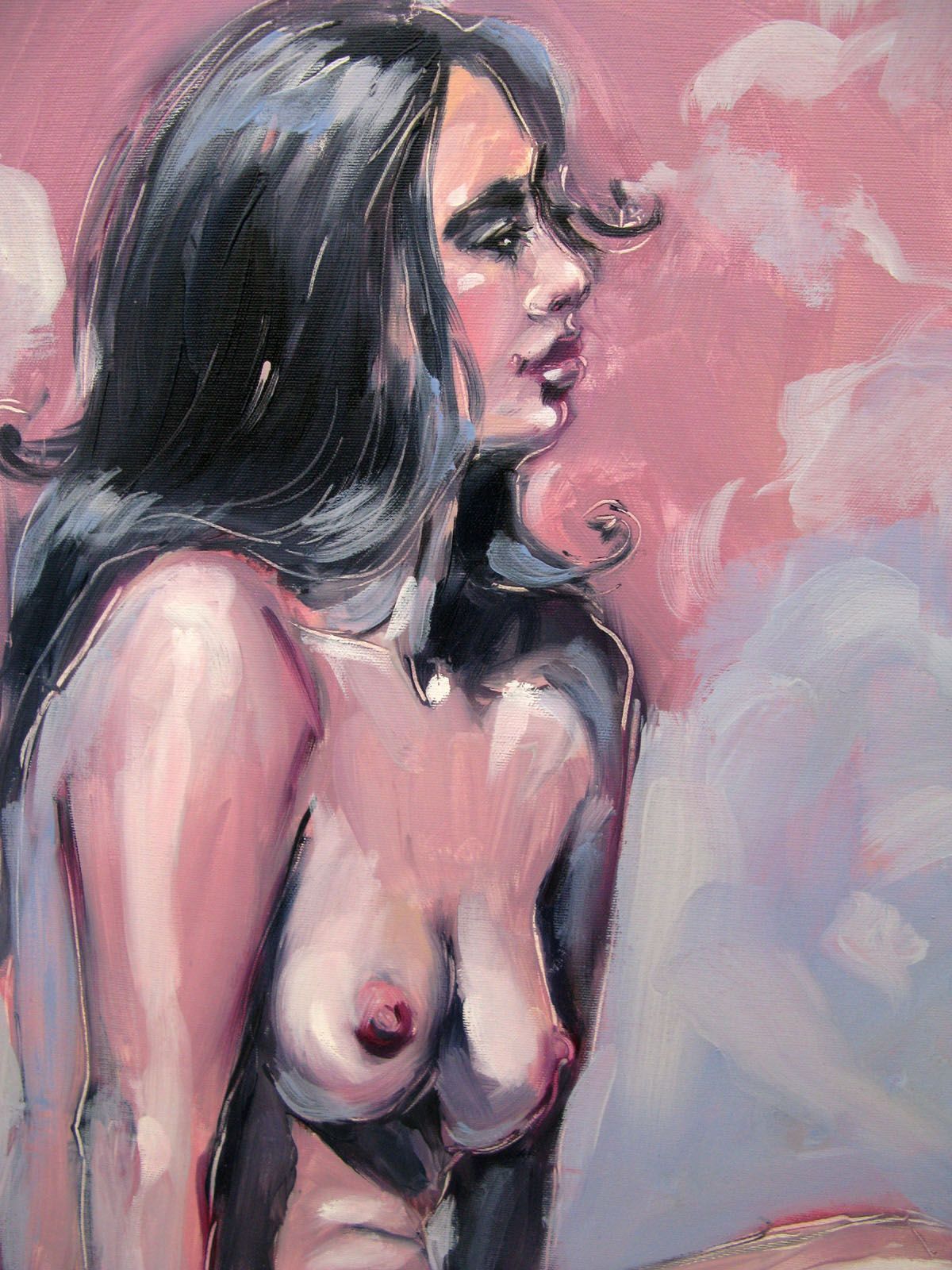 Tableau de OLENA SINIUHINA a pour titre  REVE ROSE style figuratif dim : OLENA SINIUHINAprix:700