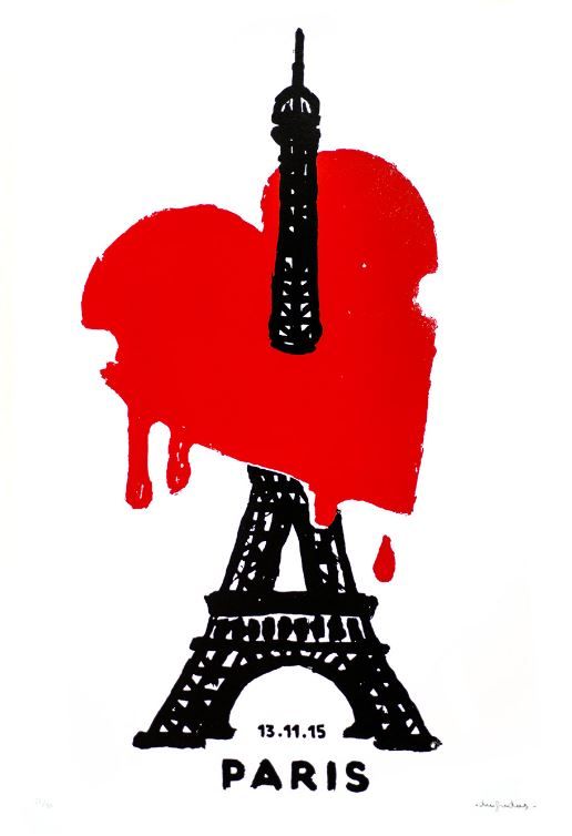 Editions d'art de DUGUDUS a pour titre  PARIS 13.11.15 style graphique dim : DUGUDUSprix:70