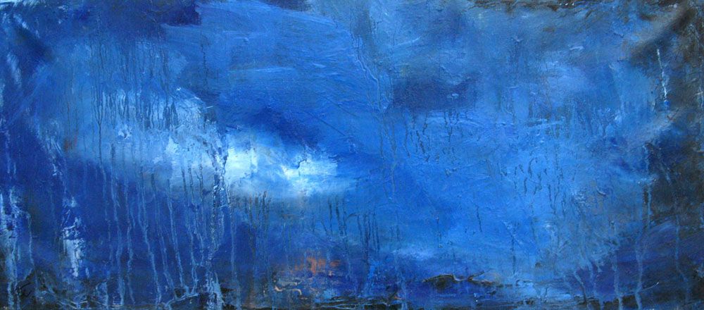 Tableau de PASCALE JACQUEMOND a pour titre  BLUE WATER style abstrait dim : PASCALE JACQUEMONDprix: