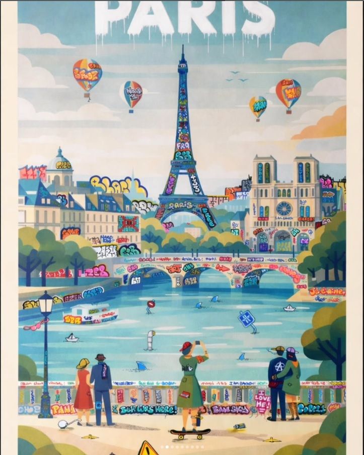 Editions d'art de BLACH a pour titre  Paris Vintage Poster & Graffiti style graffiti, street art dim : BLACHprix:160