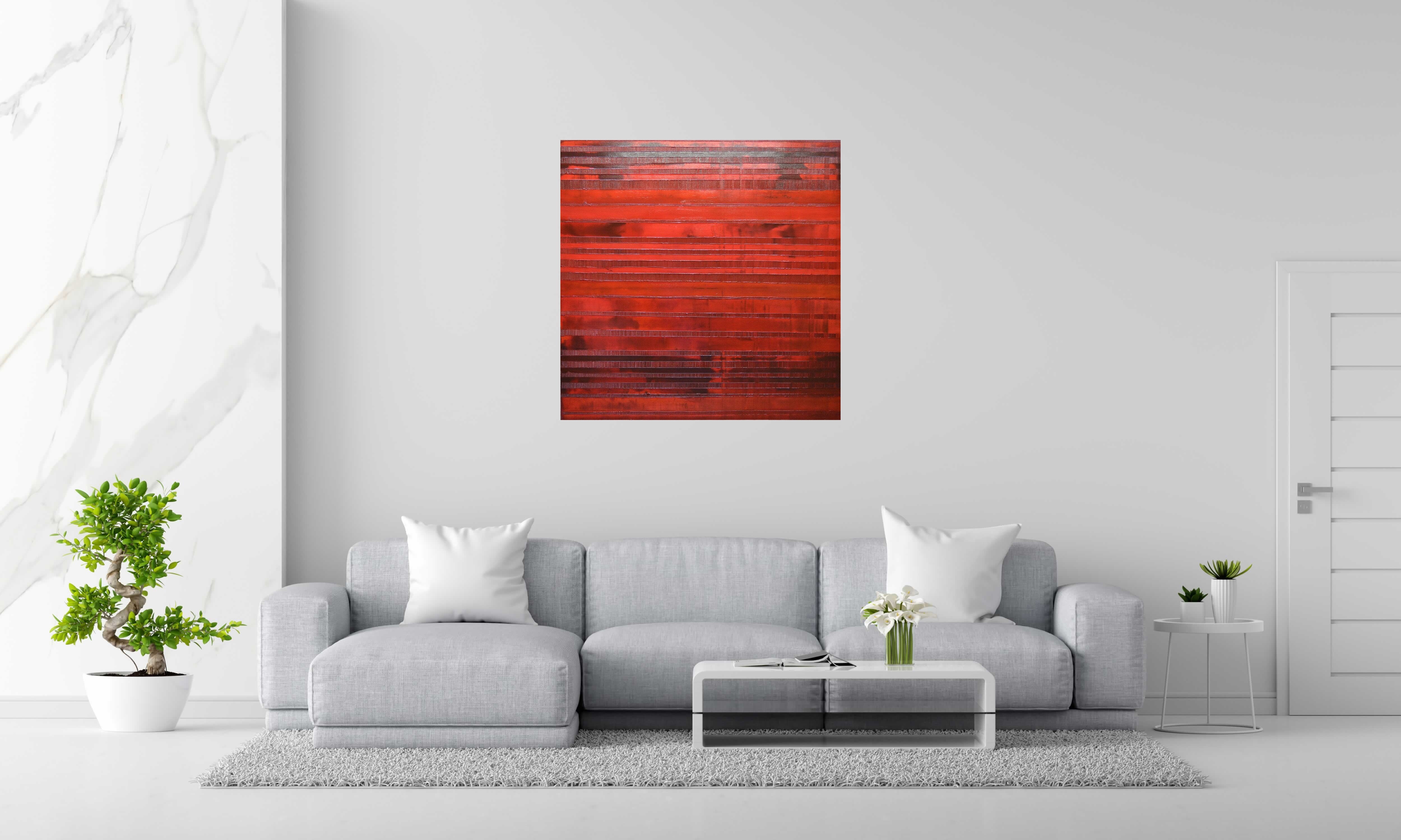 Peinture PEINTURE 05-2022-38 de ALAIN BECANNE dans un intérieur – 100 × 100 cm