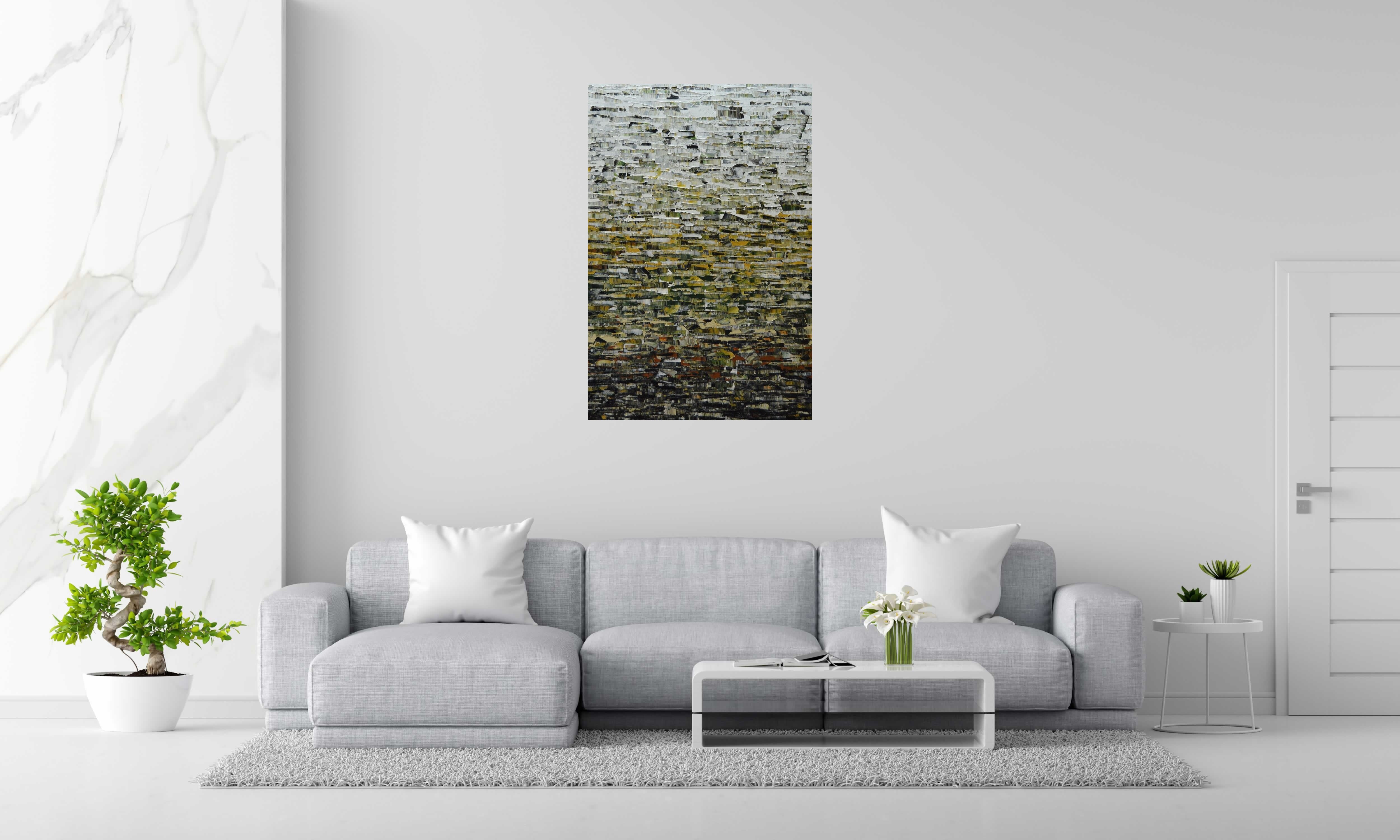 Peinture Peinture abstraite 04-2024-35 de ALAIN BECANNE dans un intérieur – 80 × 120 cm