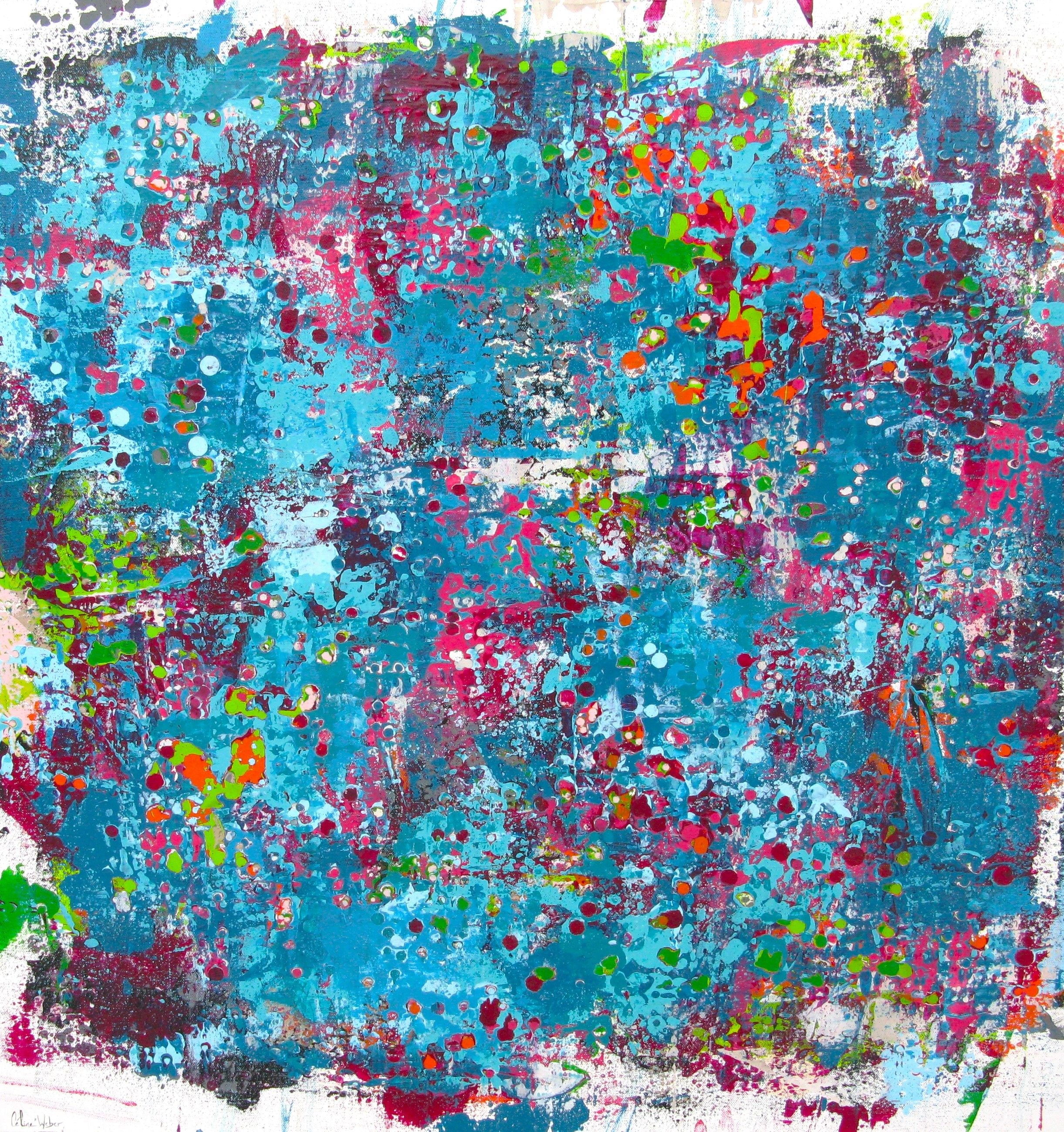 Peinture abstraite format xxl STONE PAR UNE NUIT D'ÉTÉ – CELINE WEBER – 80 × 80 cm