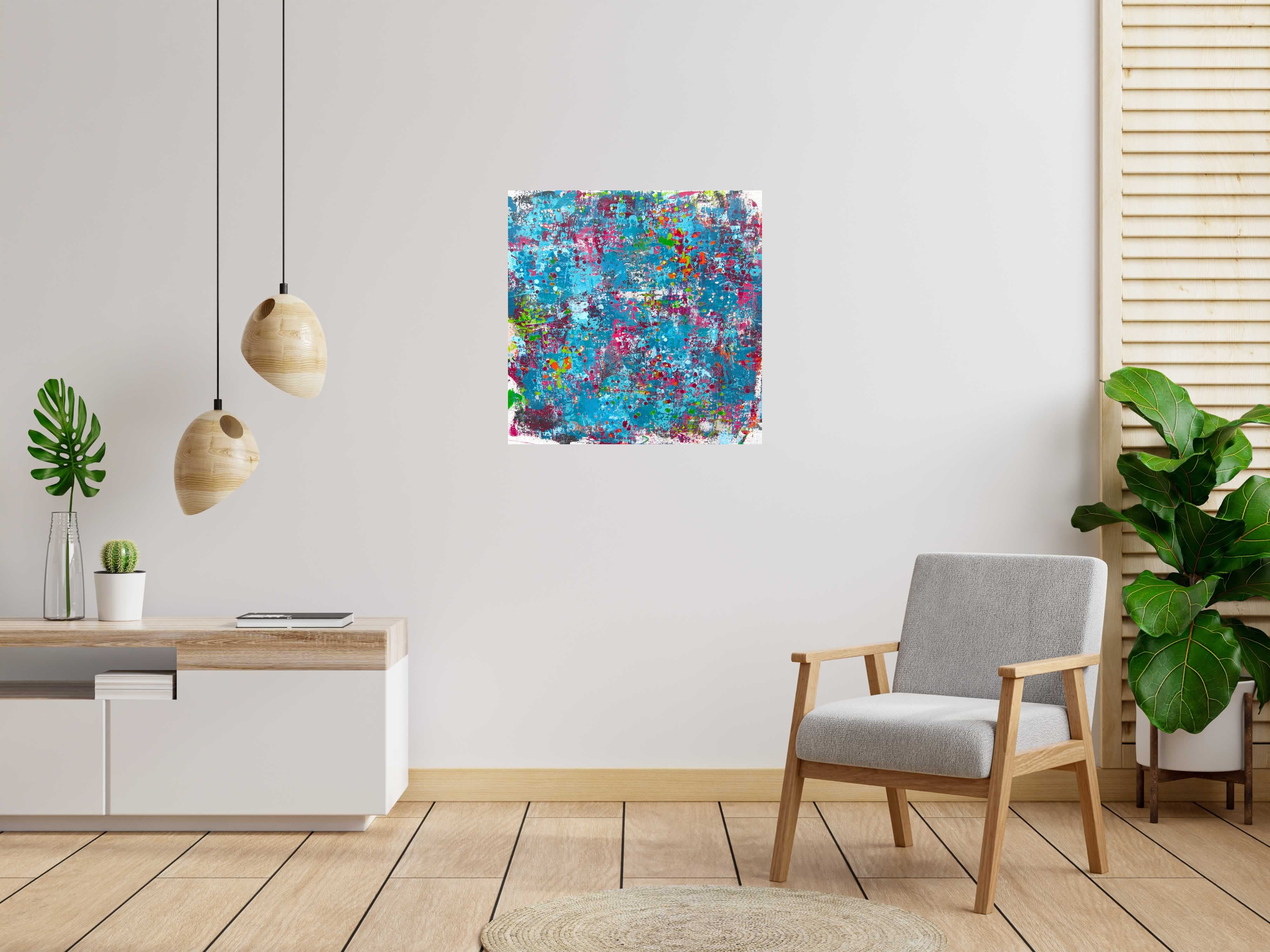 Peinture STONE PAR UNE NUIT D'ÉTÉ de CELINE WEBER dans un intérieur – 80 × 80 cm
