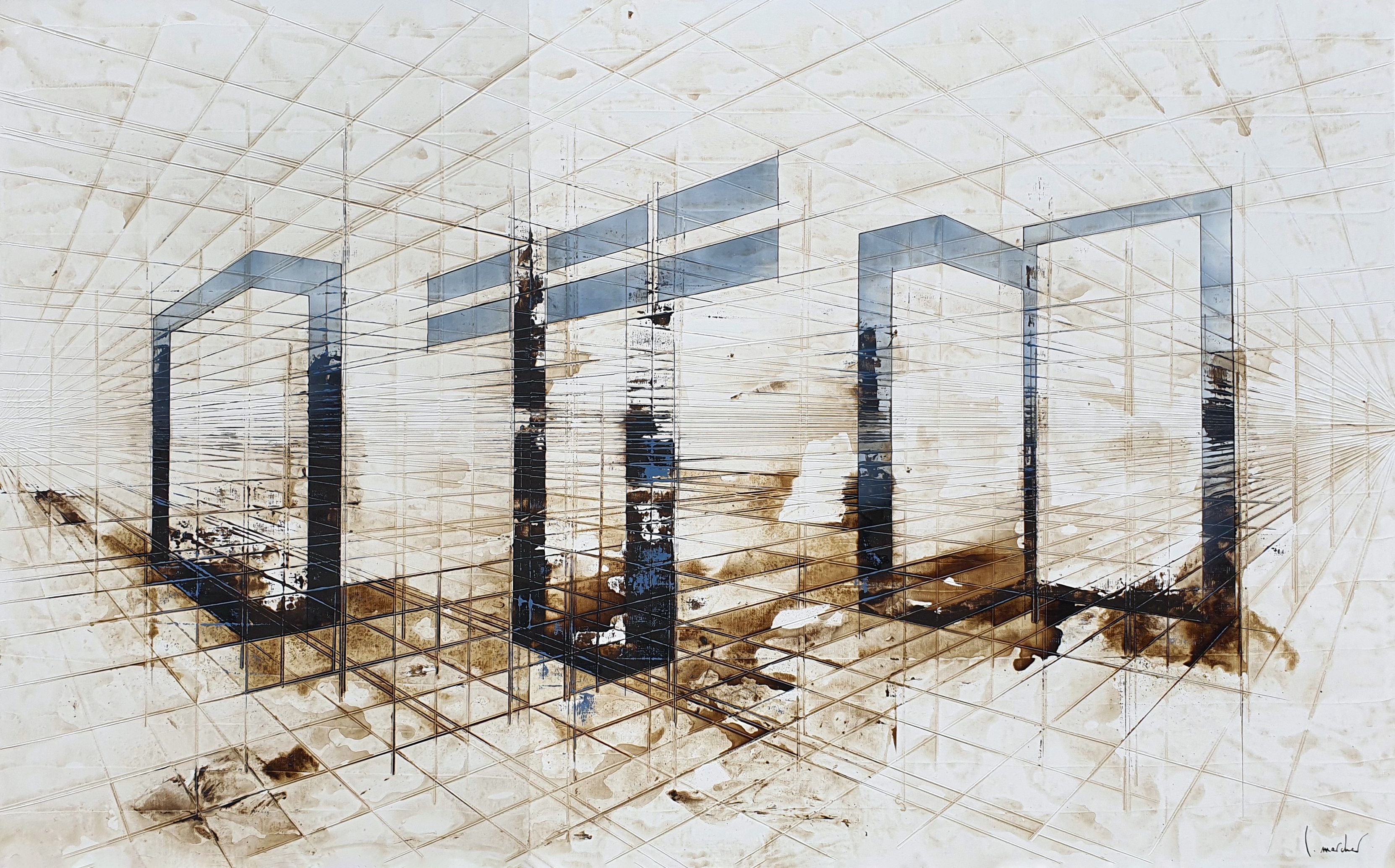 Peinture abstraite format xxl ARCHES – LUDOVIC MERCHER – 130 × 810 cm