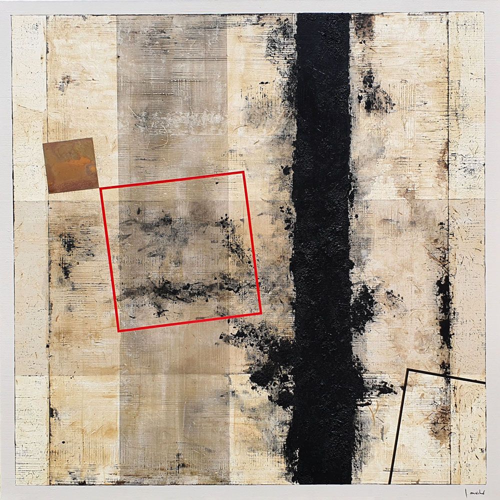 Peinture abstraite format xxl CARBONE – LUDOVIC MERCHER – 100 × 100 cm