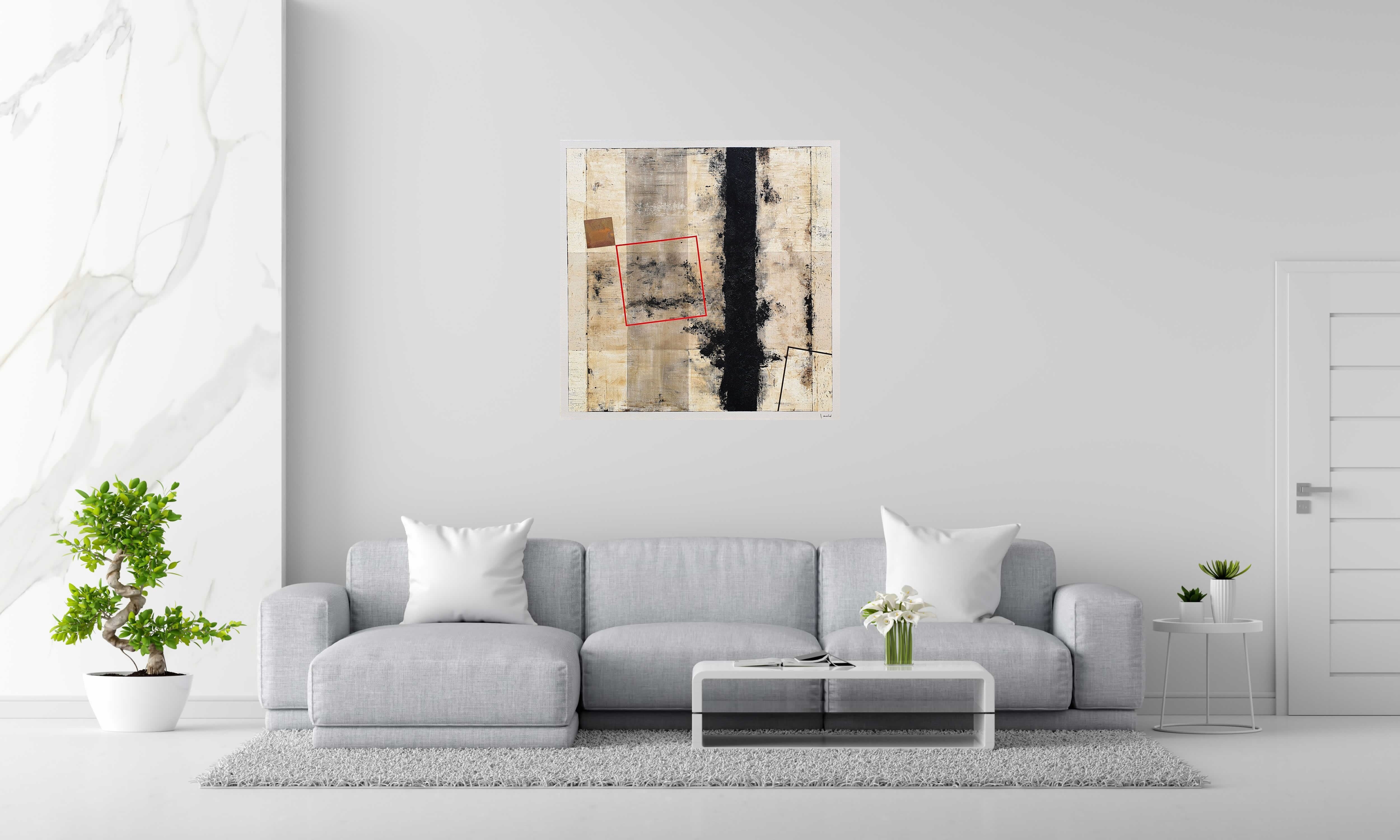 Peinture CARBONE de LUDOVIC MERCHER dans un intérieur – 100 × 100 cm