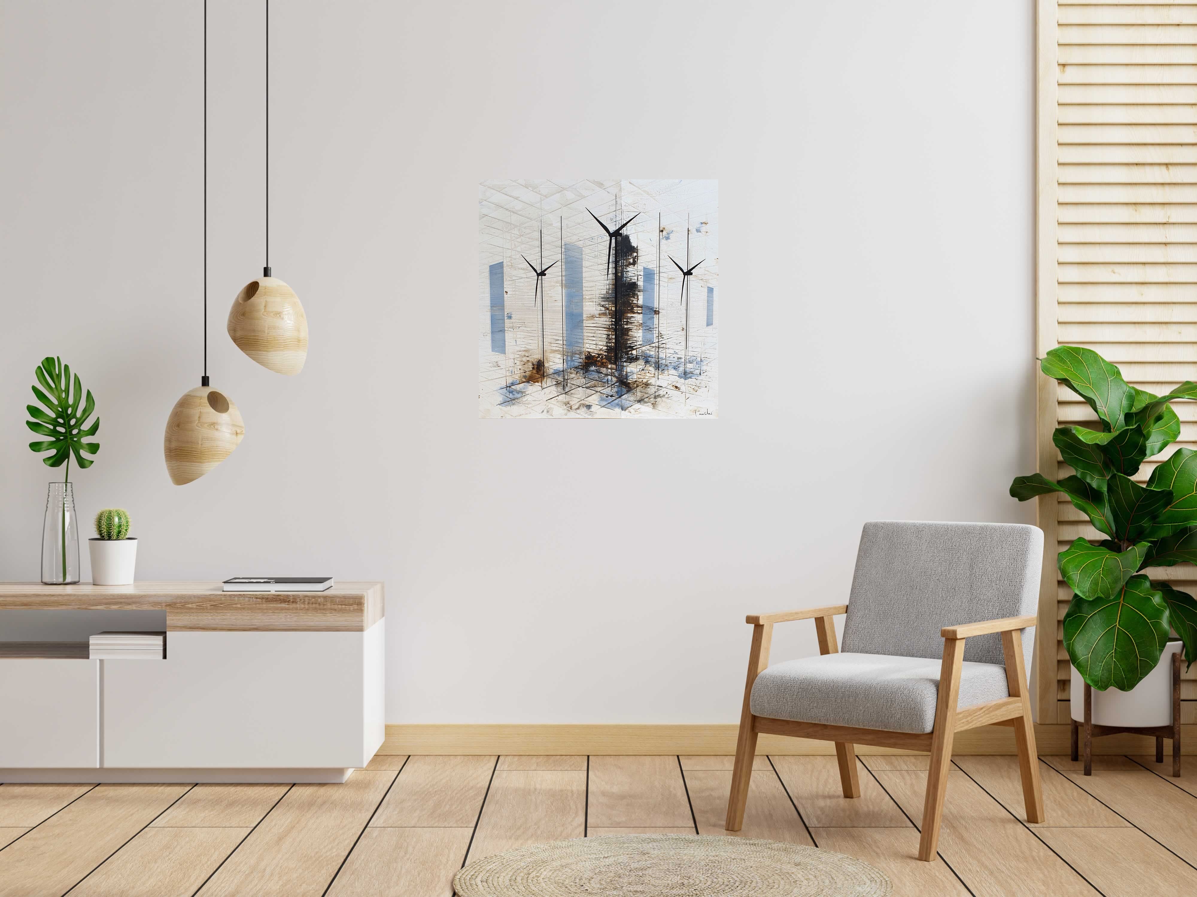 Peinture ENERGY de LUDOVIC MERCHER dans un intérieur – 80 × 80 cm